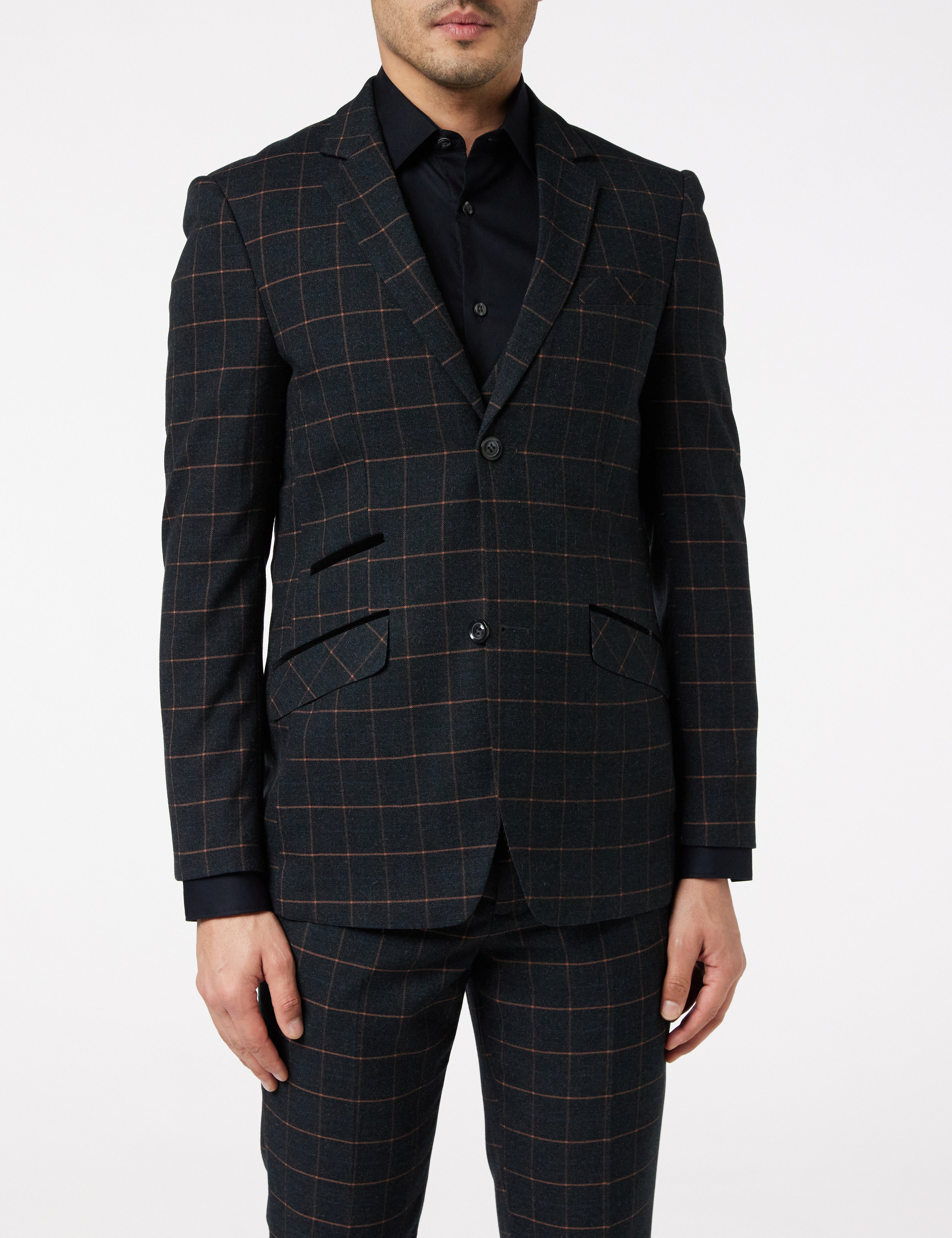 Roger - Orange Check on Black Suit