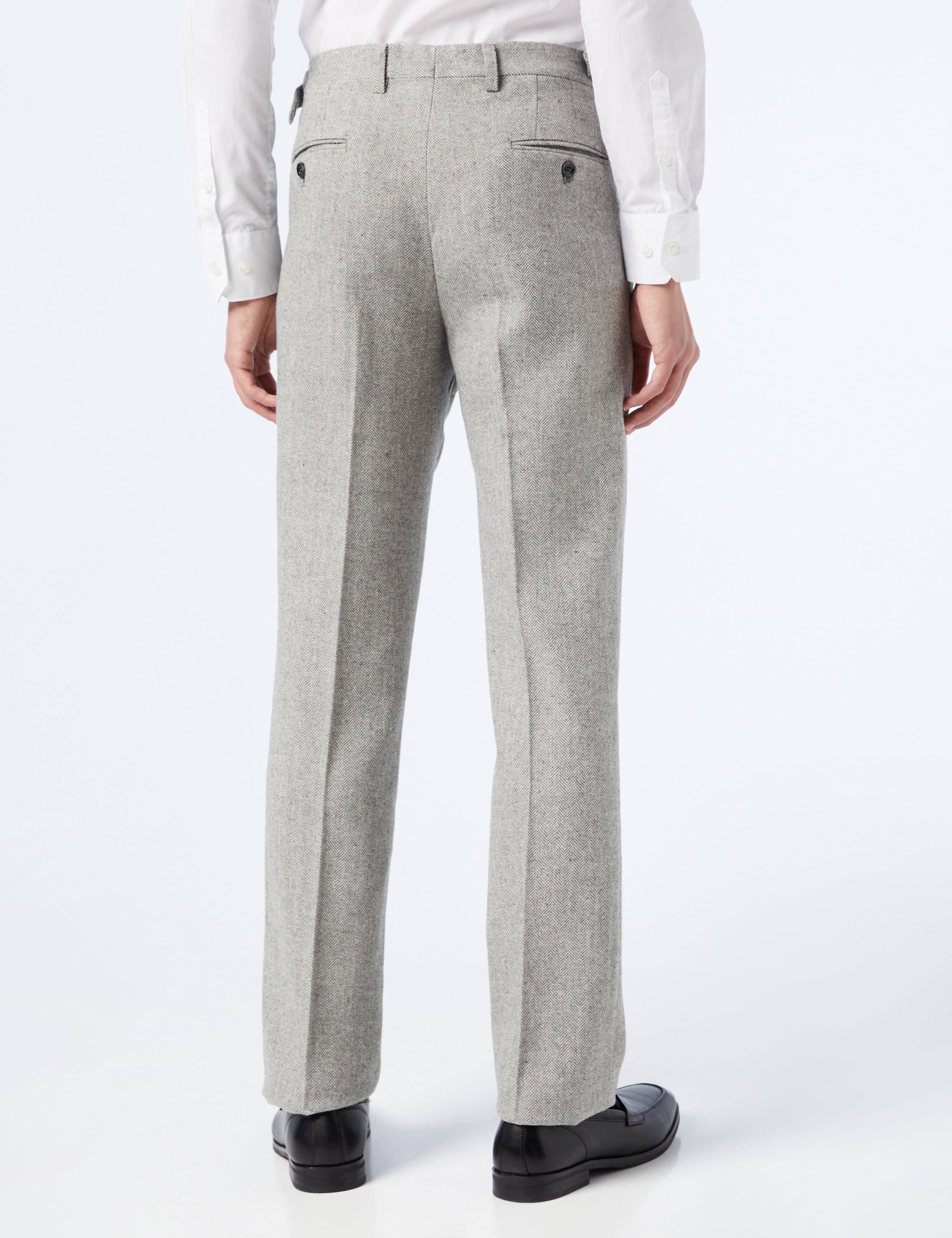 MARTIN - Grey Herringbone Retro Trouser