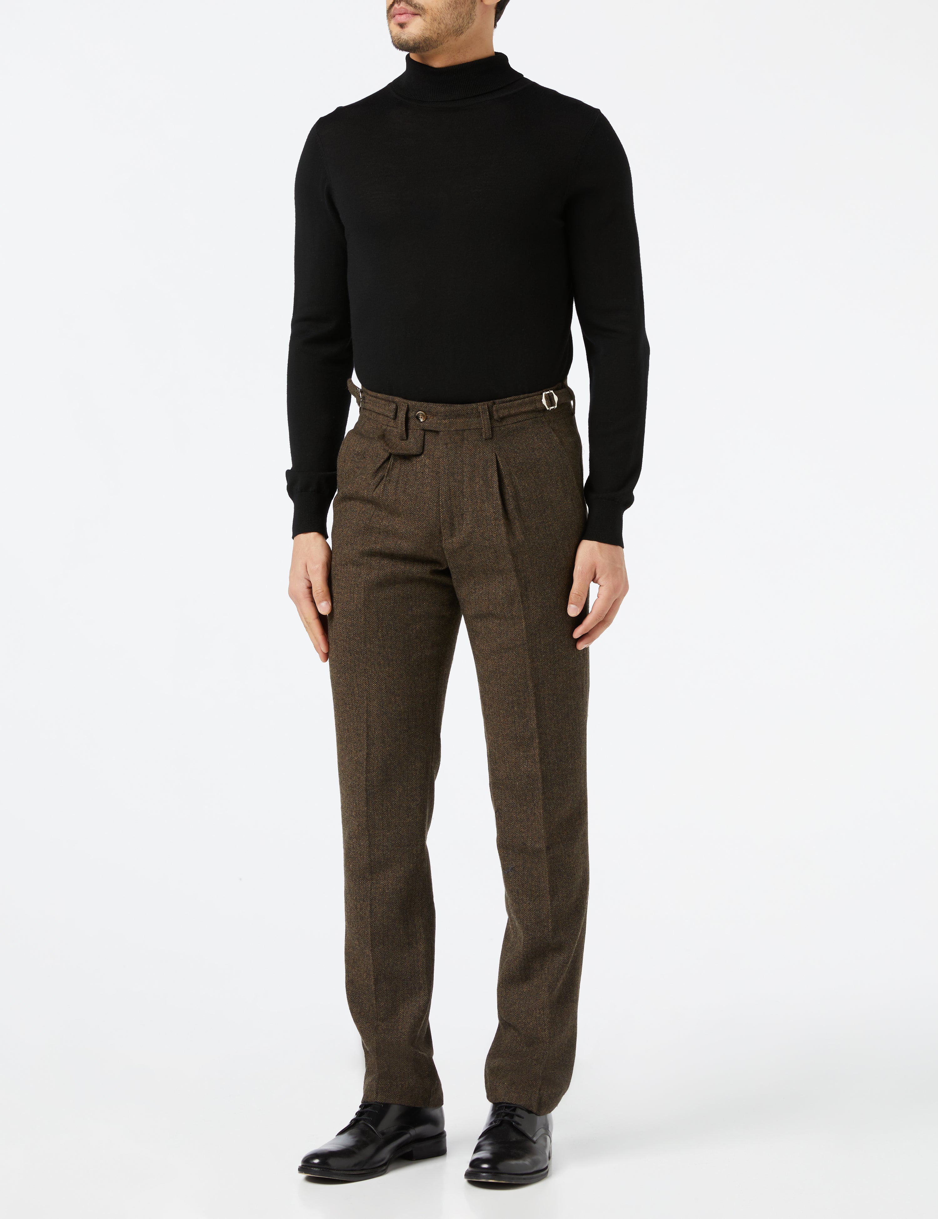 Jax - Mens Brown Herringbone Tweed Trouser