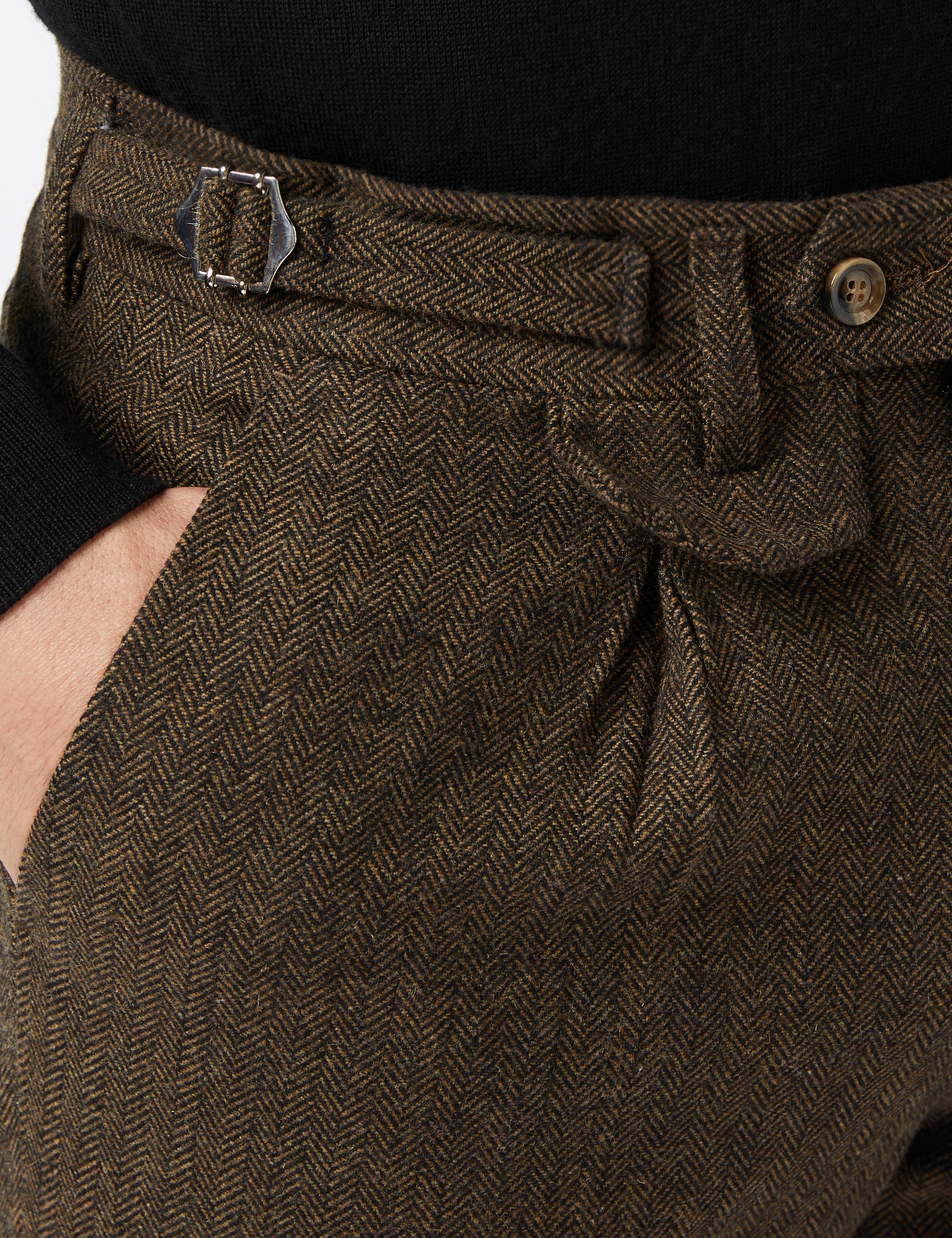 Jax - Mens Brown Herringbone Tweed Trouser