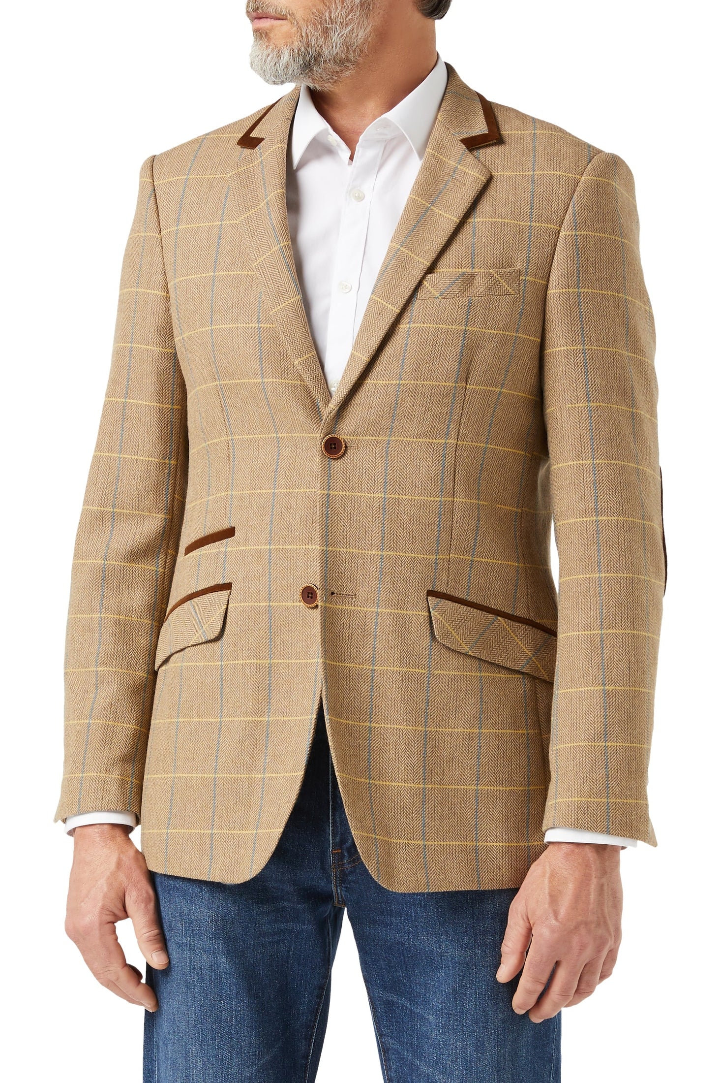 ELTON - Light Brown Tweed Check Blazer