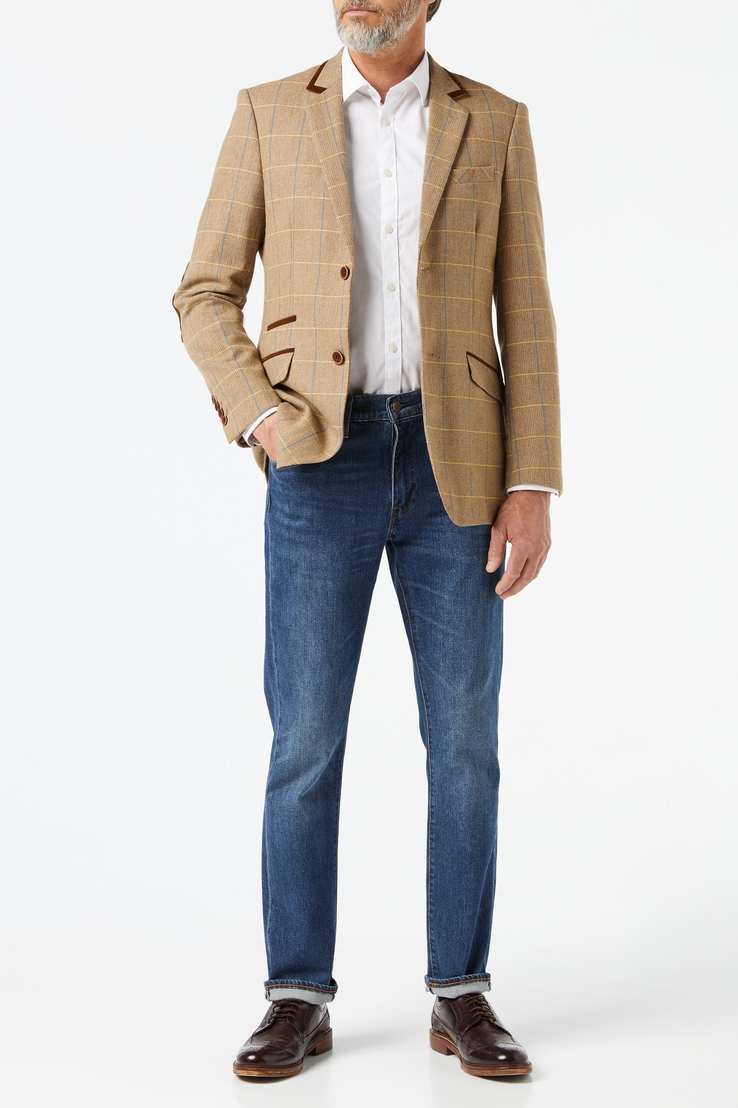 ELTON - Light Brown Tweed Check Blazer