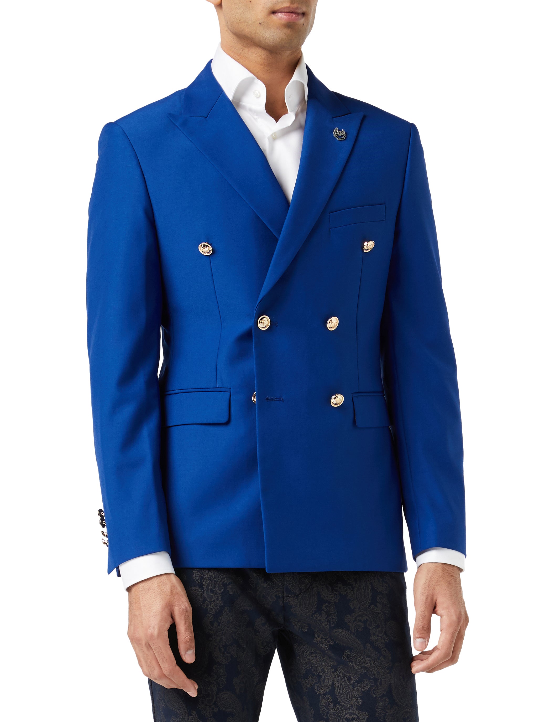 Blue Double Breasted Gold Button Jacket
