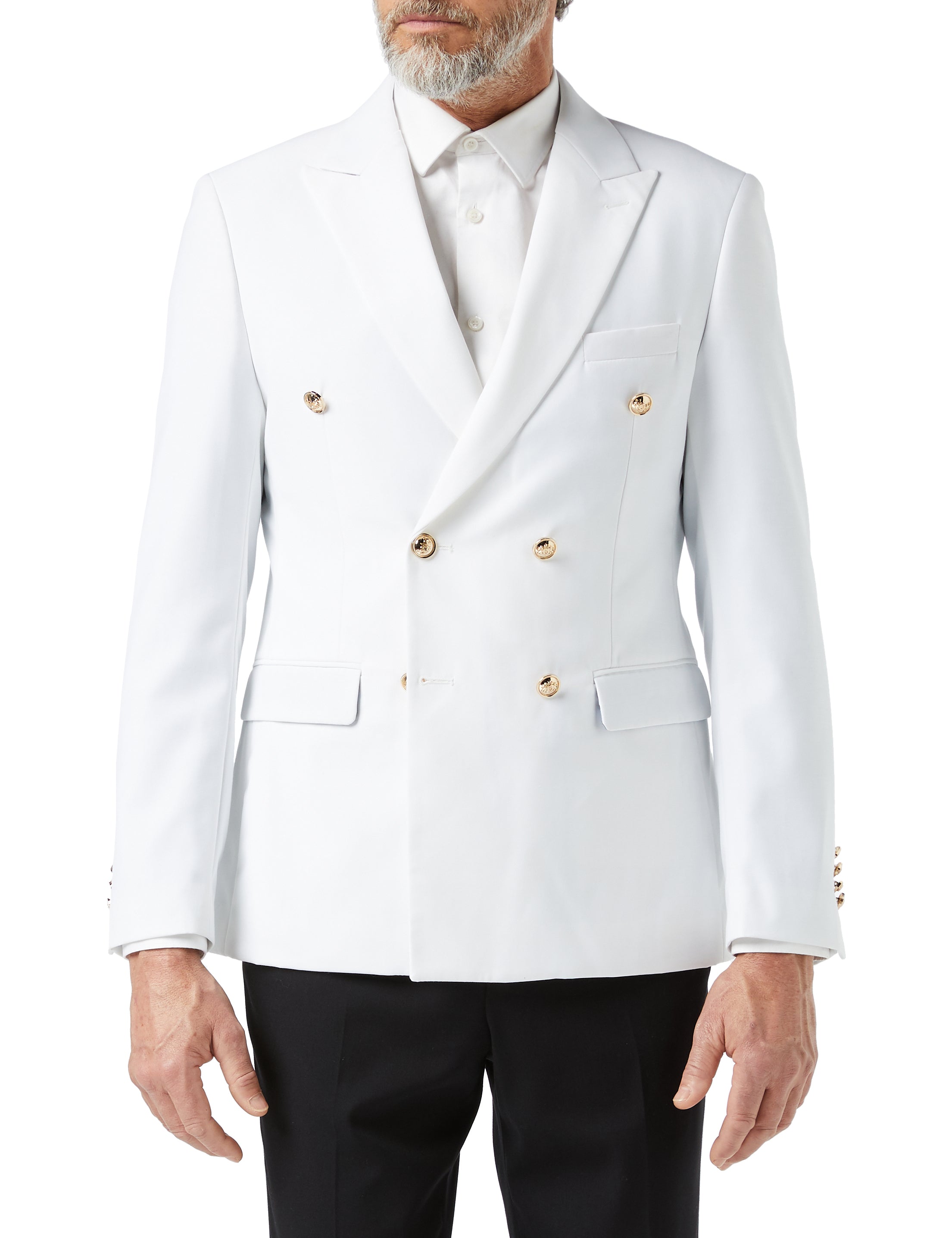 Double Breasted Gold Button White Jacket