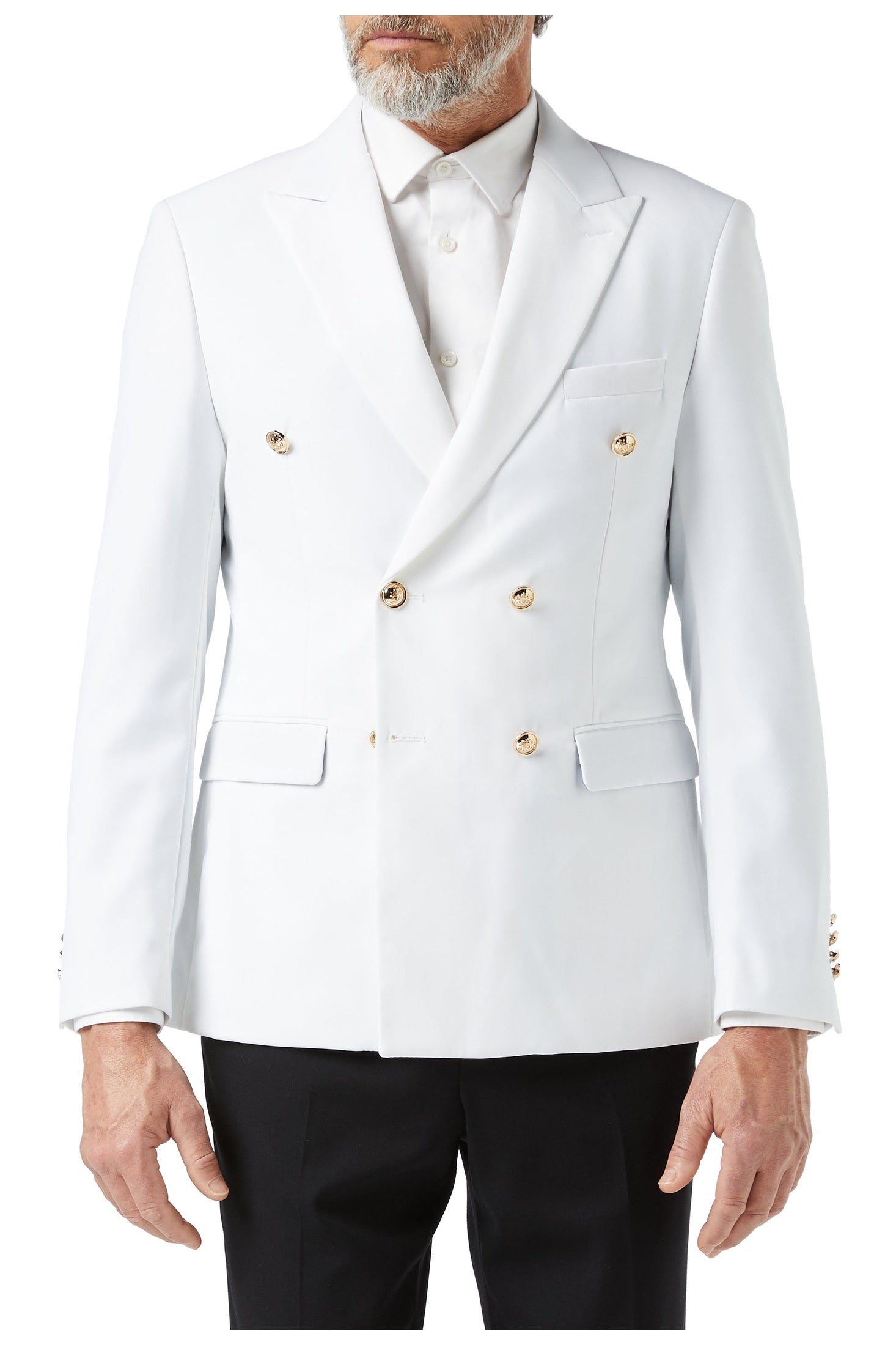 DOUBLE BREASTED GOLD BUTTON WHITE JACKET