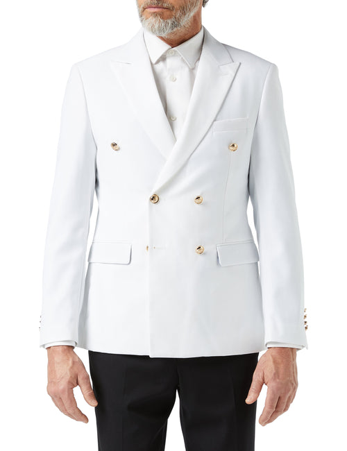 ZWEIREIHIGE WEISSE JACKE MIT GOLDKNOPF