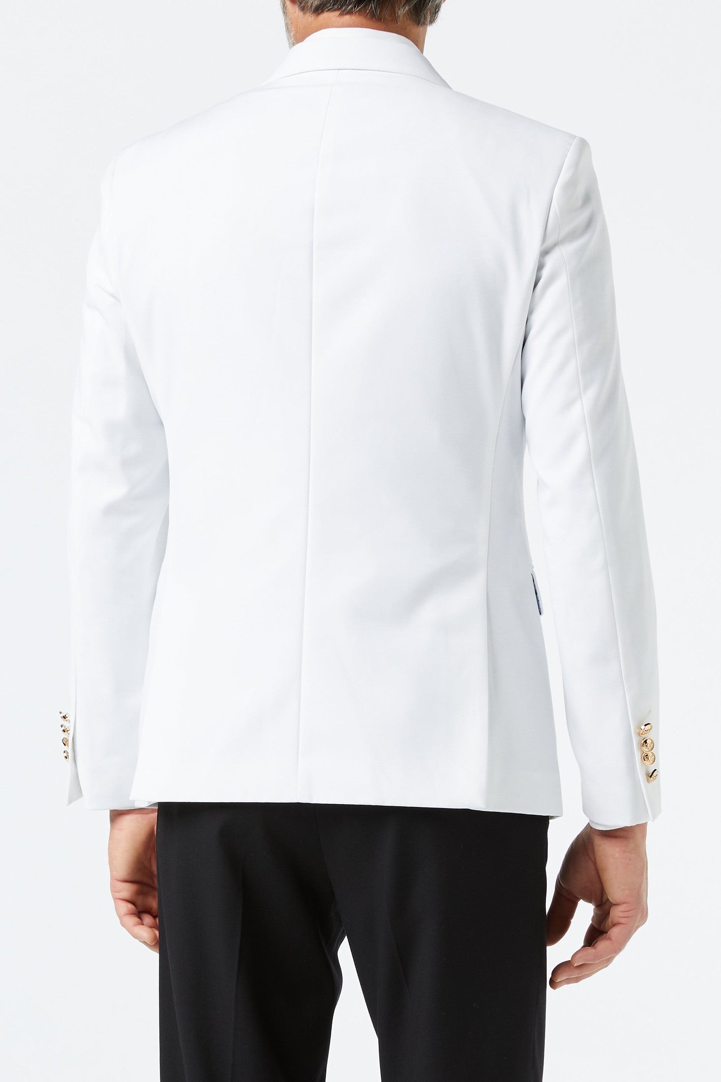 DOUBLE BREASTED GOLD BUTTON WHITE JACKET