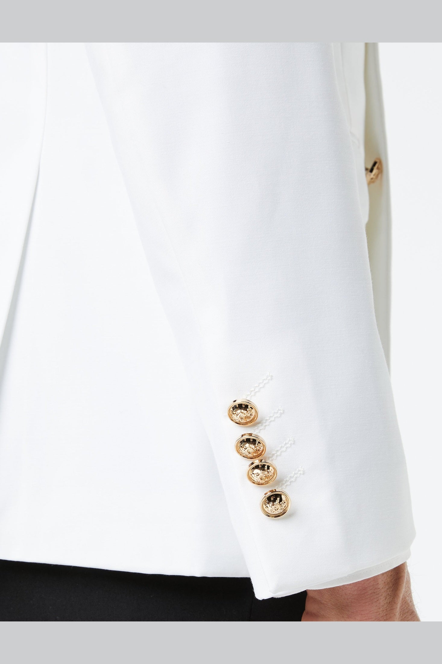 DOUBLE BREASTED GOLD BUTTON WHITE JACKET