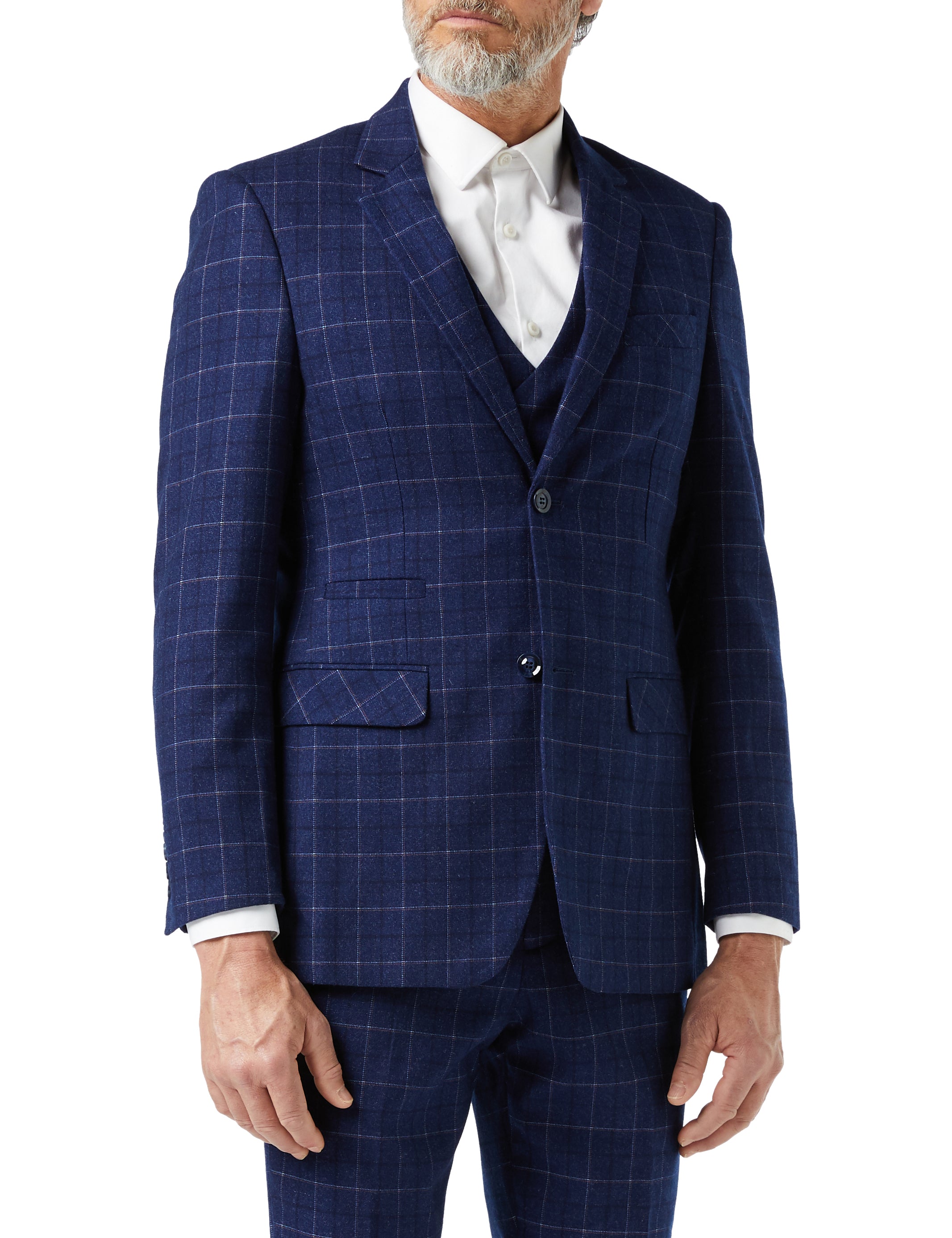 Navy Grid Check Suit
