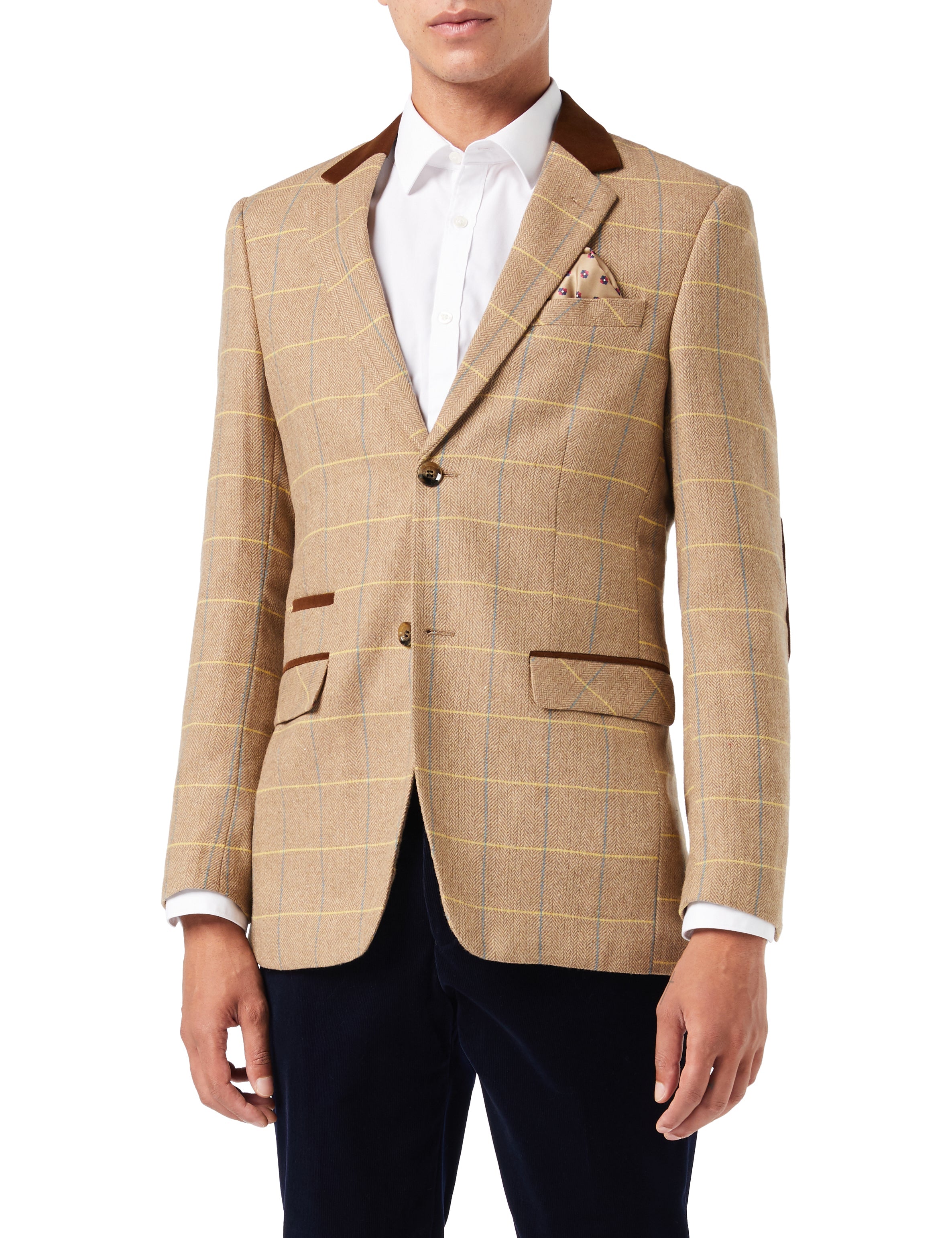 ELTON - Light Brown Tweed Check Blazer