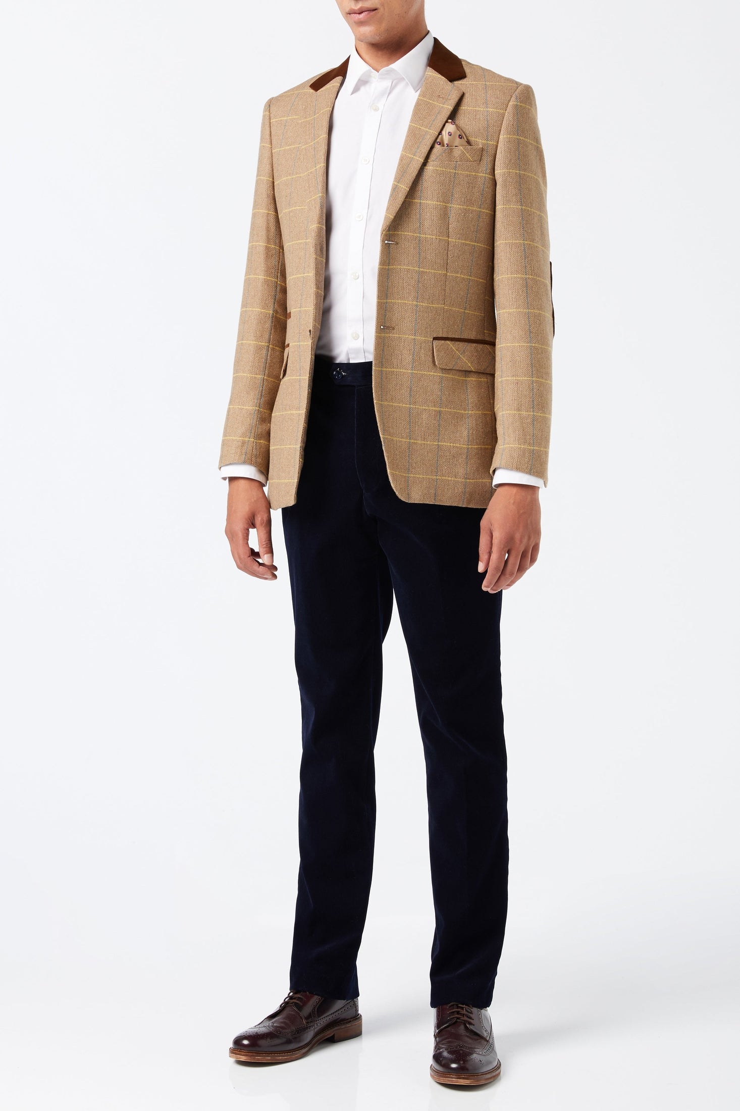ELTON - Light Brown Tweed Check Blazer