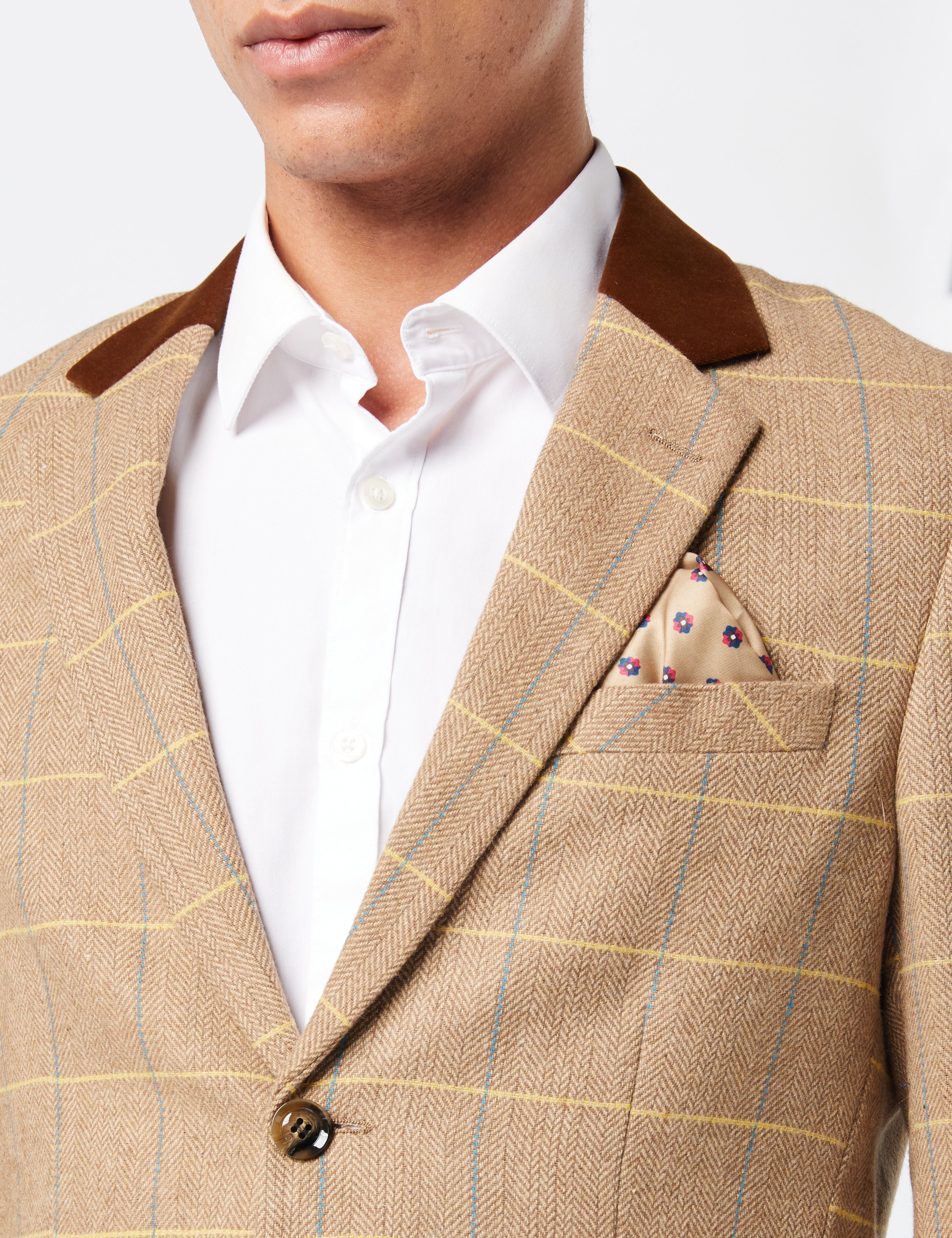 ELTON - Light Brown Tweed Check Blazer