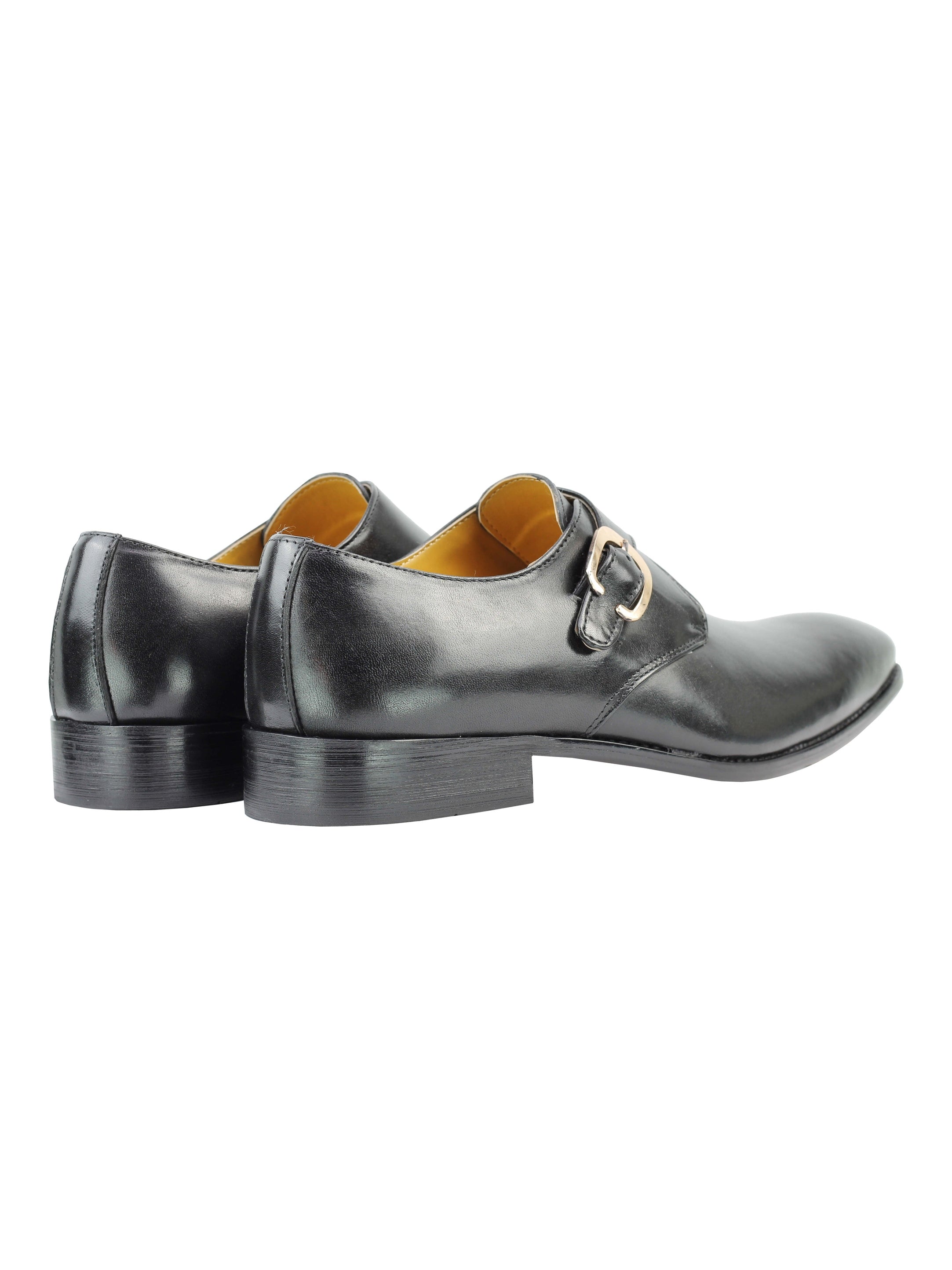 BLACK MONK STRAP REAL LEATHER SHOES