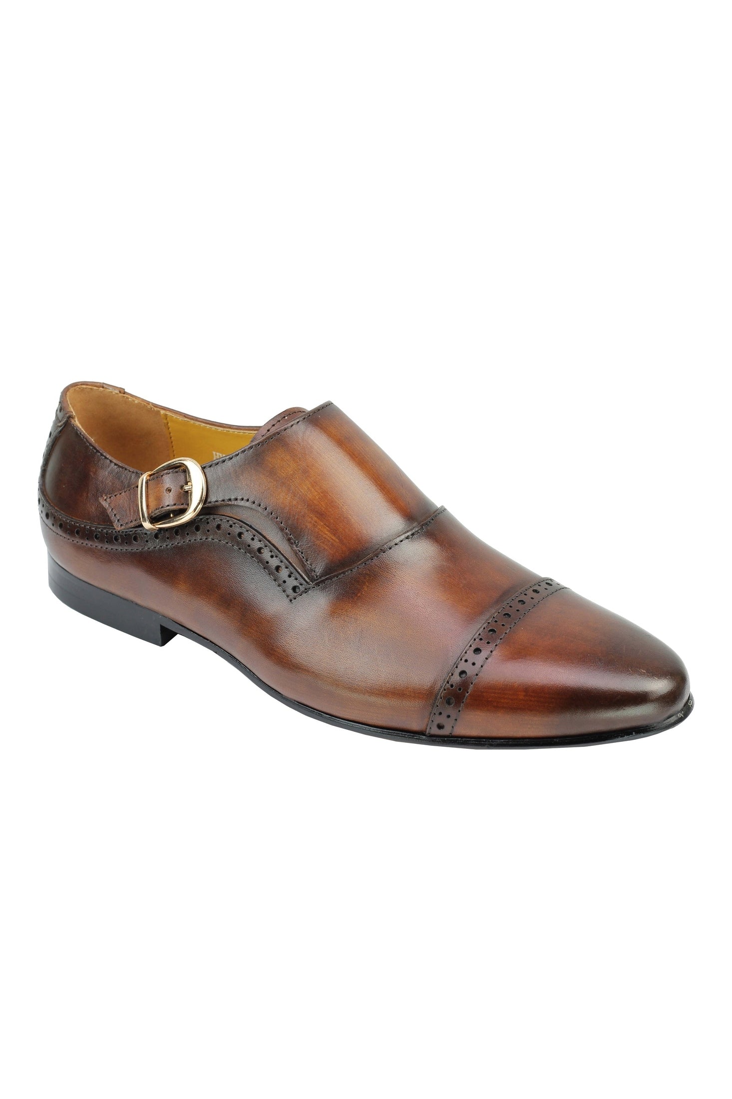 Real Leather Monk Strap Brown Loafer