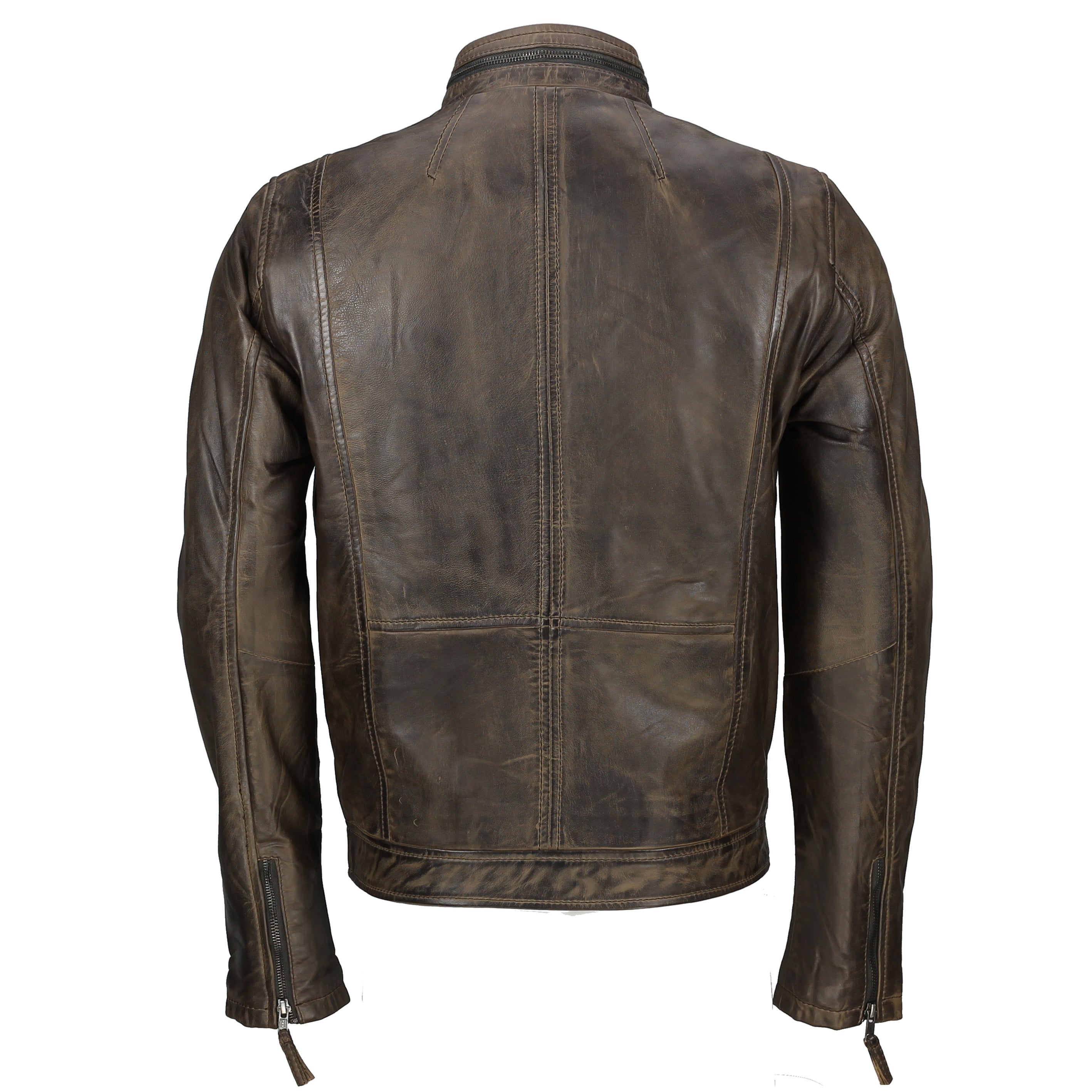 RACER LEATHER JACKET IN BROWN