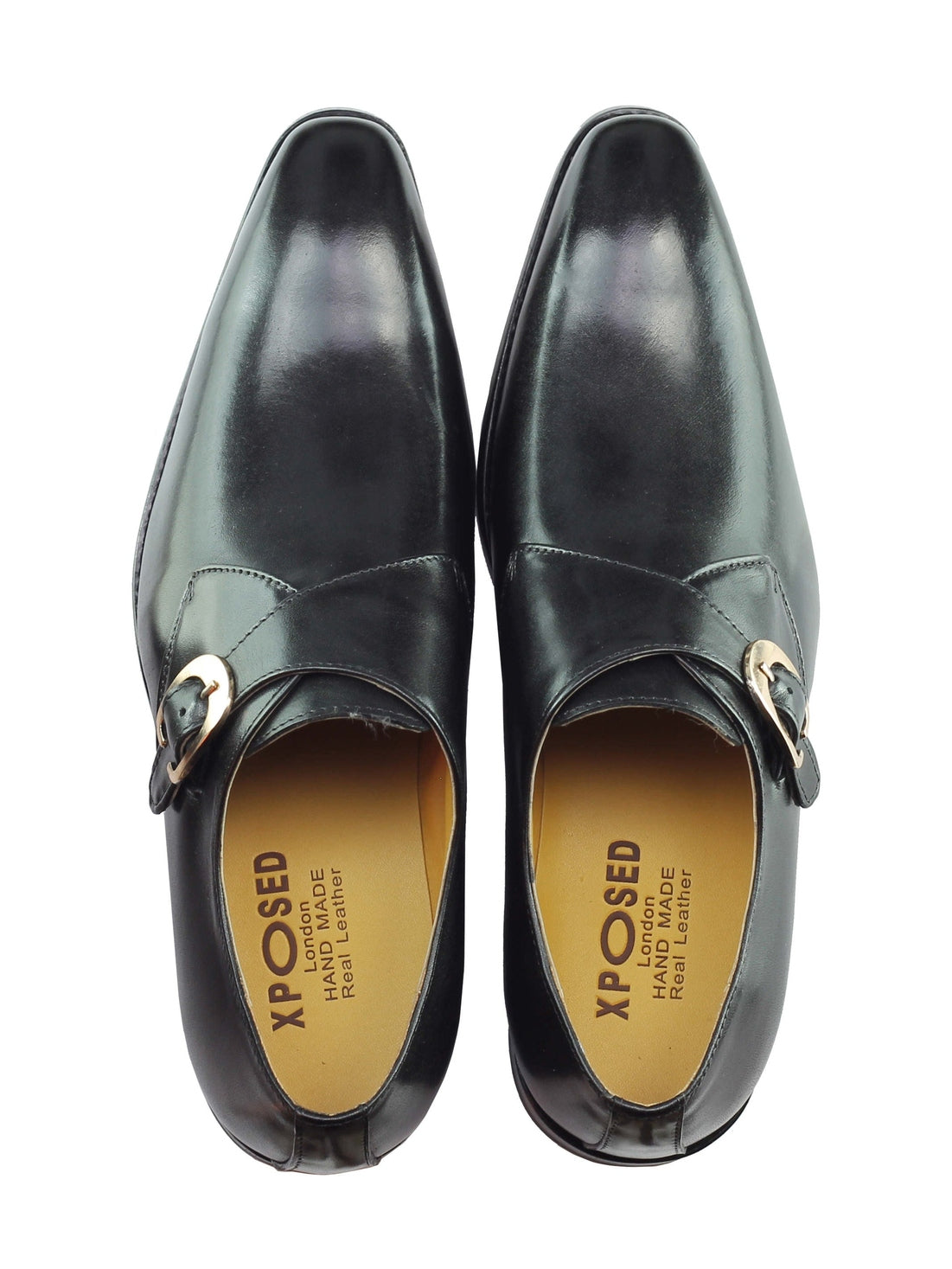 BLACK MONK STRAP REAL LEATHER SHOES