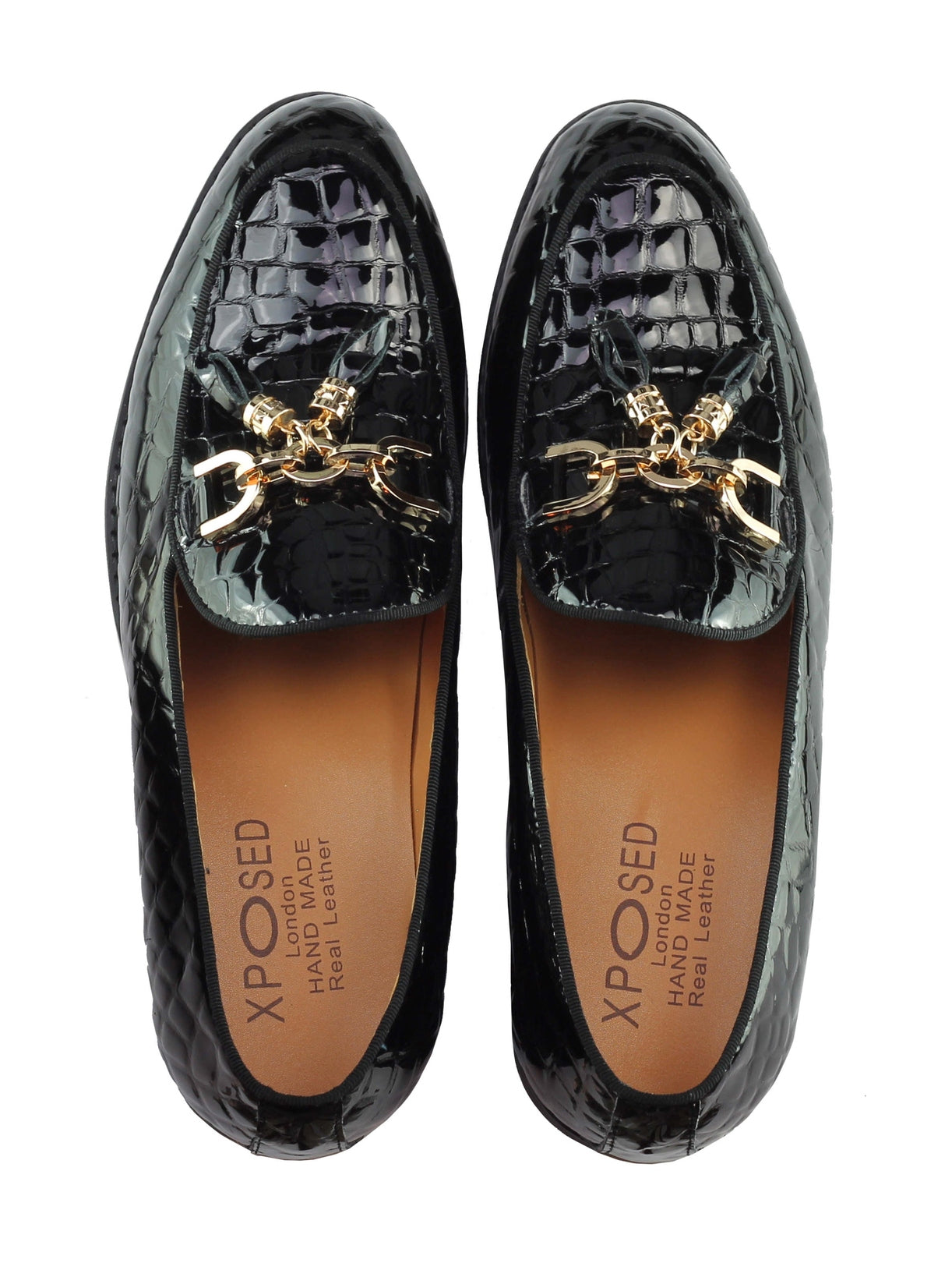 Real Leather Glossy Tassel Loafers