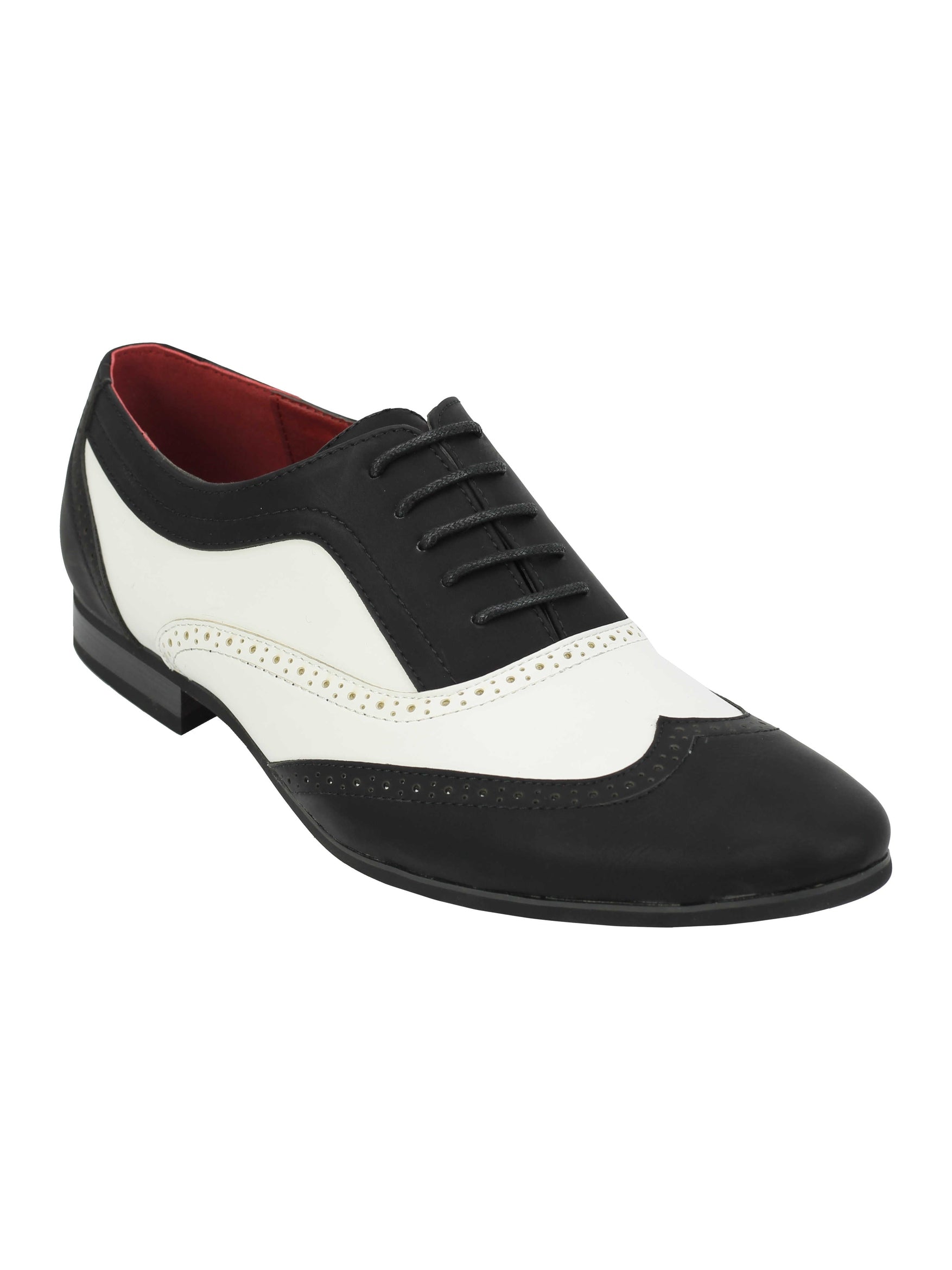 FAUX LEATHER BLACK WHITE LACE UP SHOES