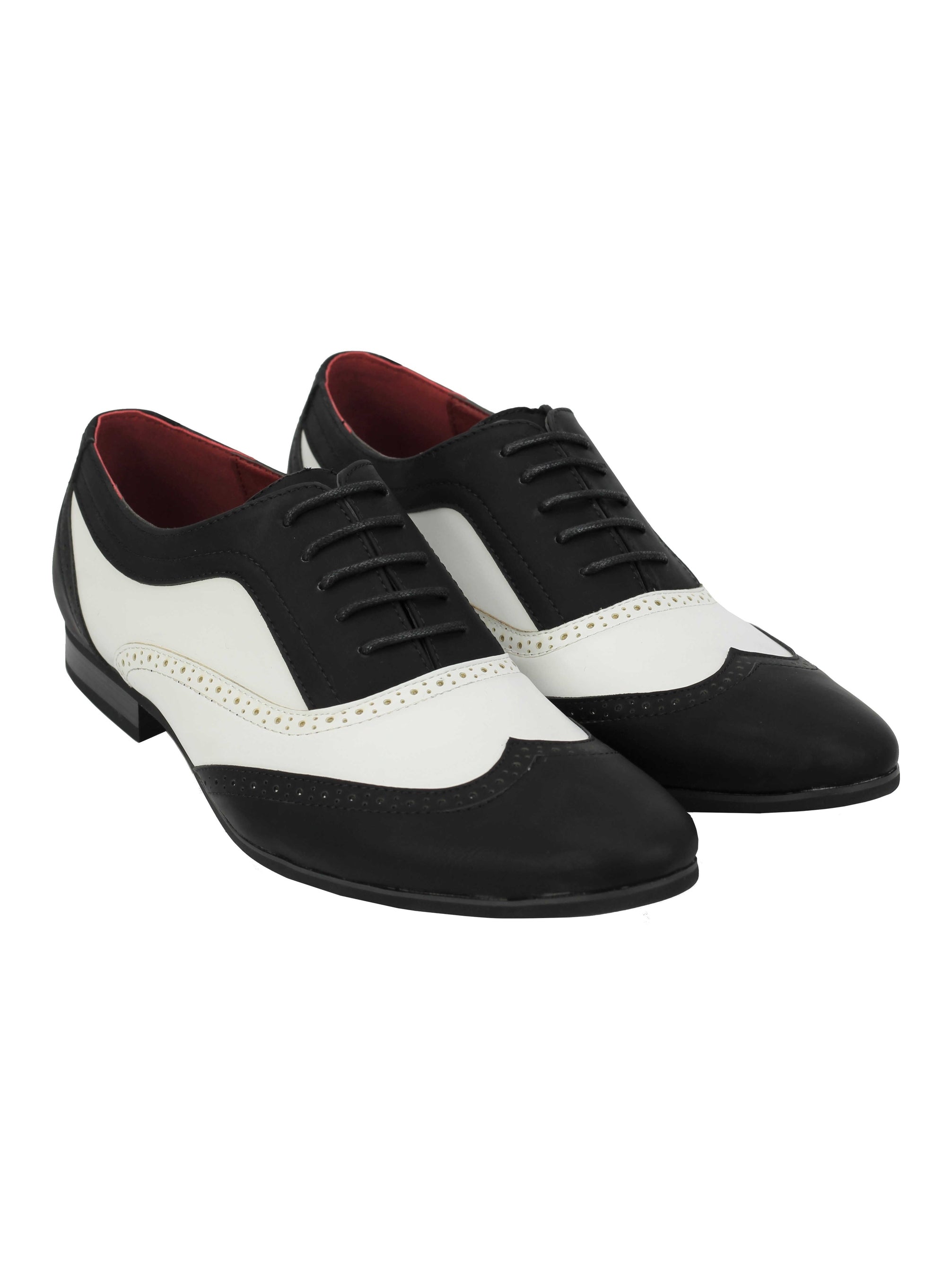 FAUX LEATHER BLACK WHITE LACE UP SHOES