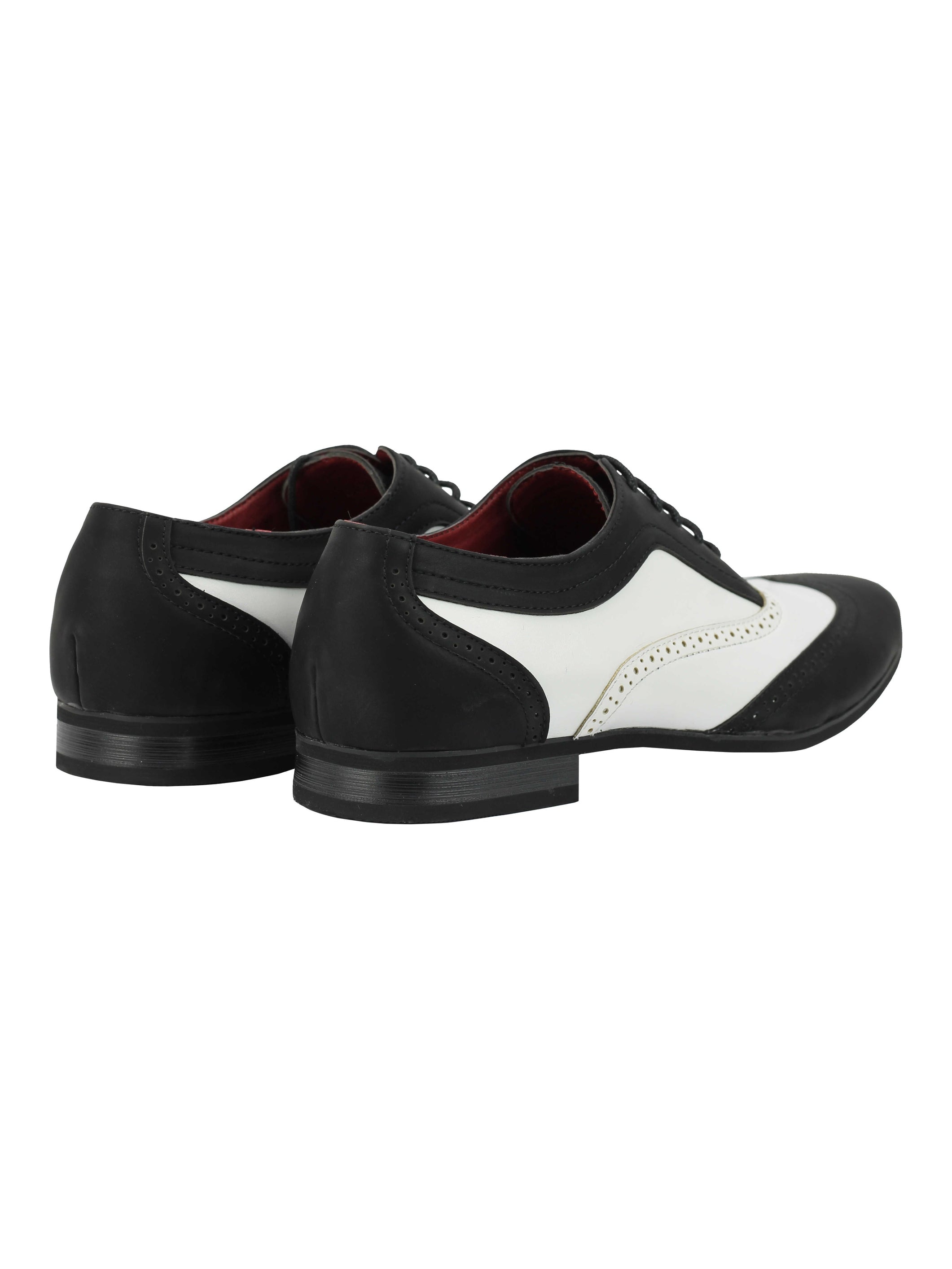 FAUX LEATHER BLACK WHITE LACE UP SHOES