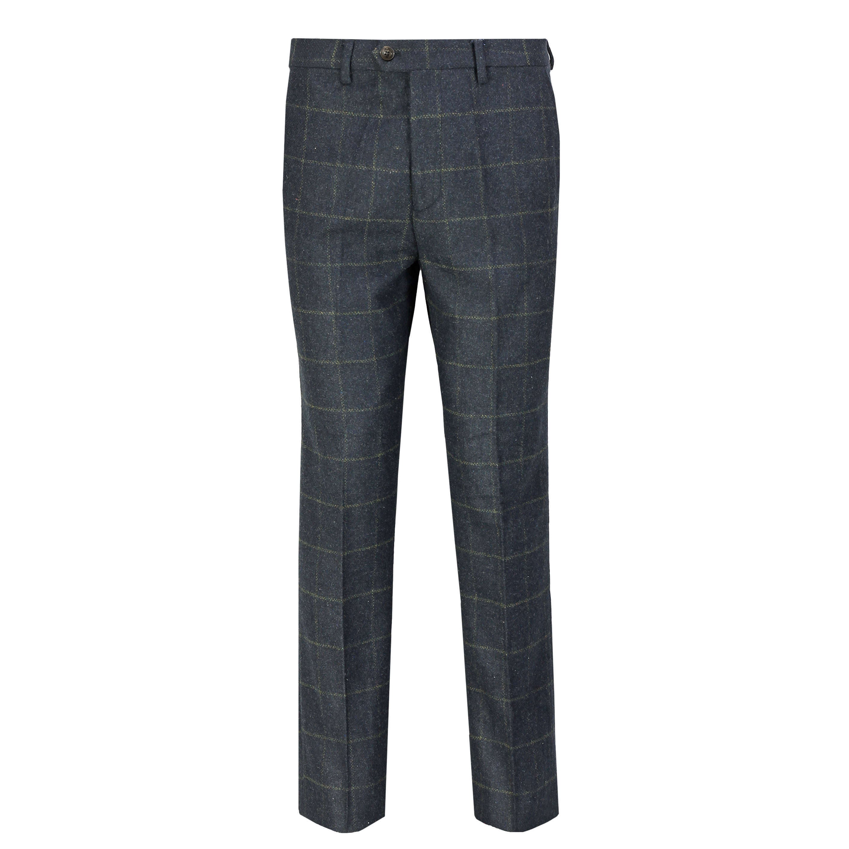 Navy Tweed Check Suit Trouser