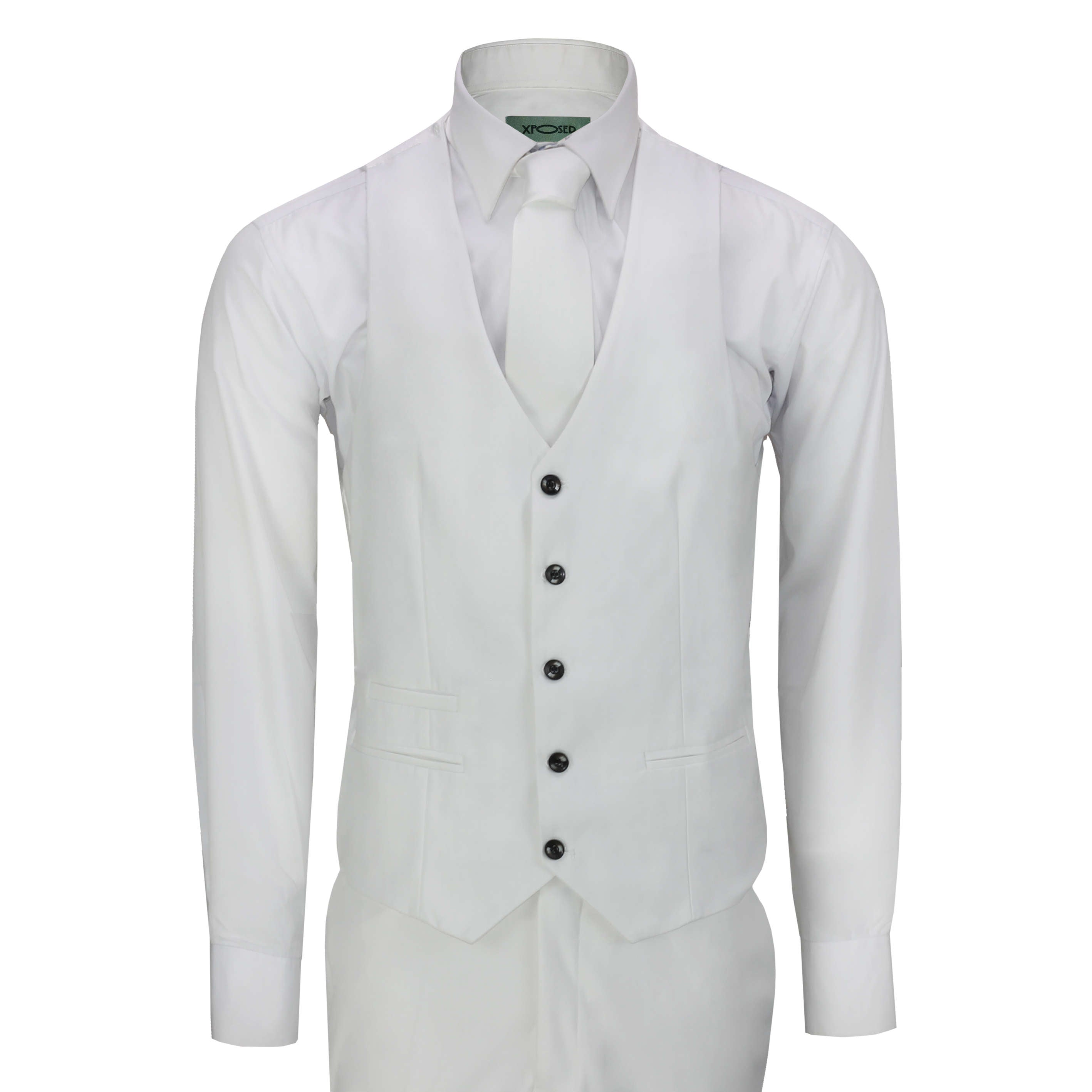 Mens 3 Piece Suit In White Smart Formal Wedding Party Retro Tailored Fit