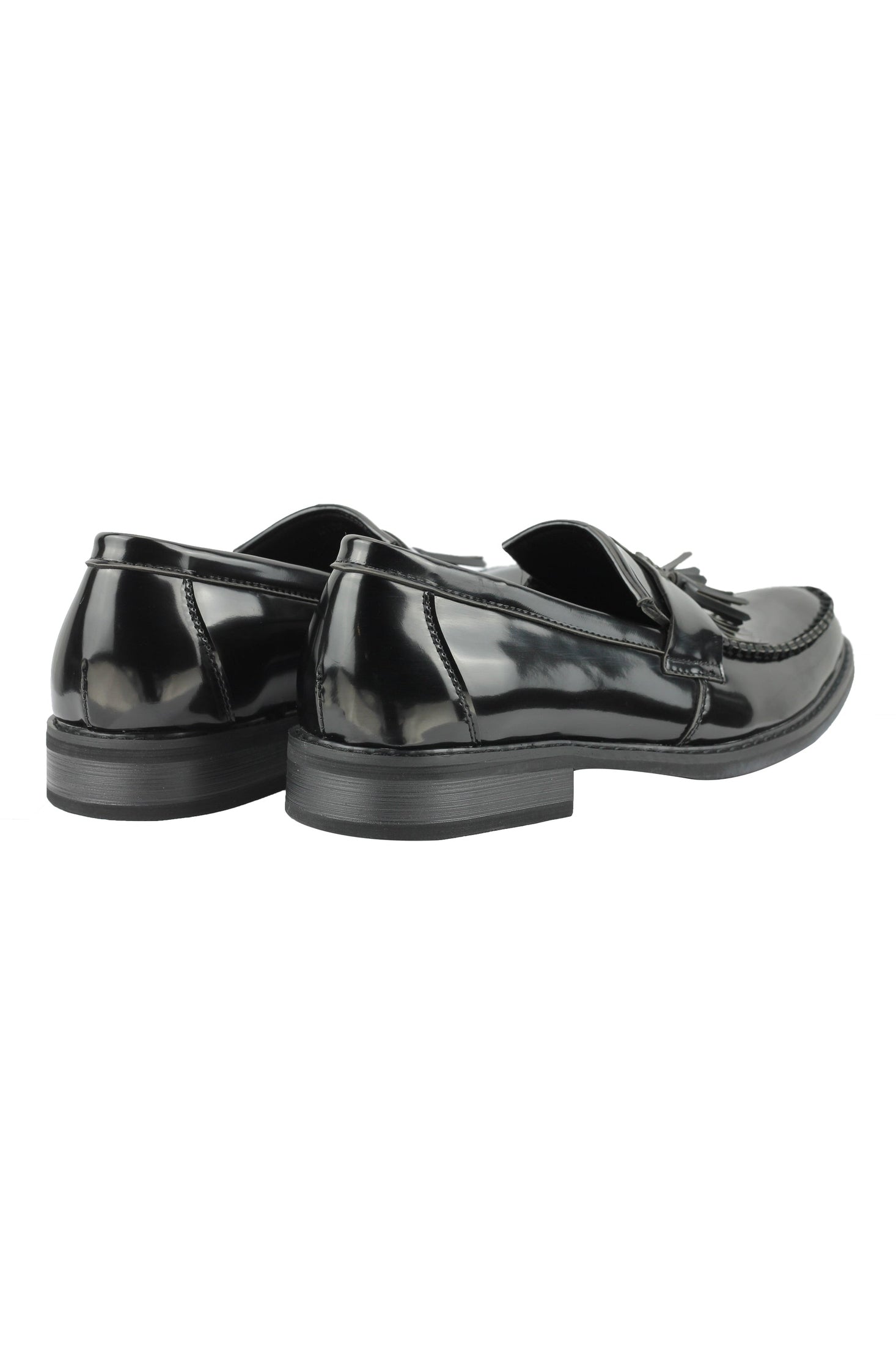 FAUX LEATHER TASSEL LOAFERS IN BLACK