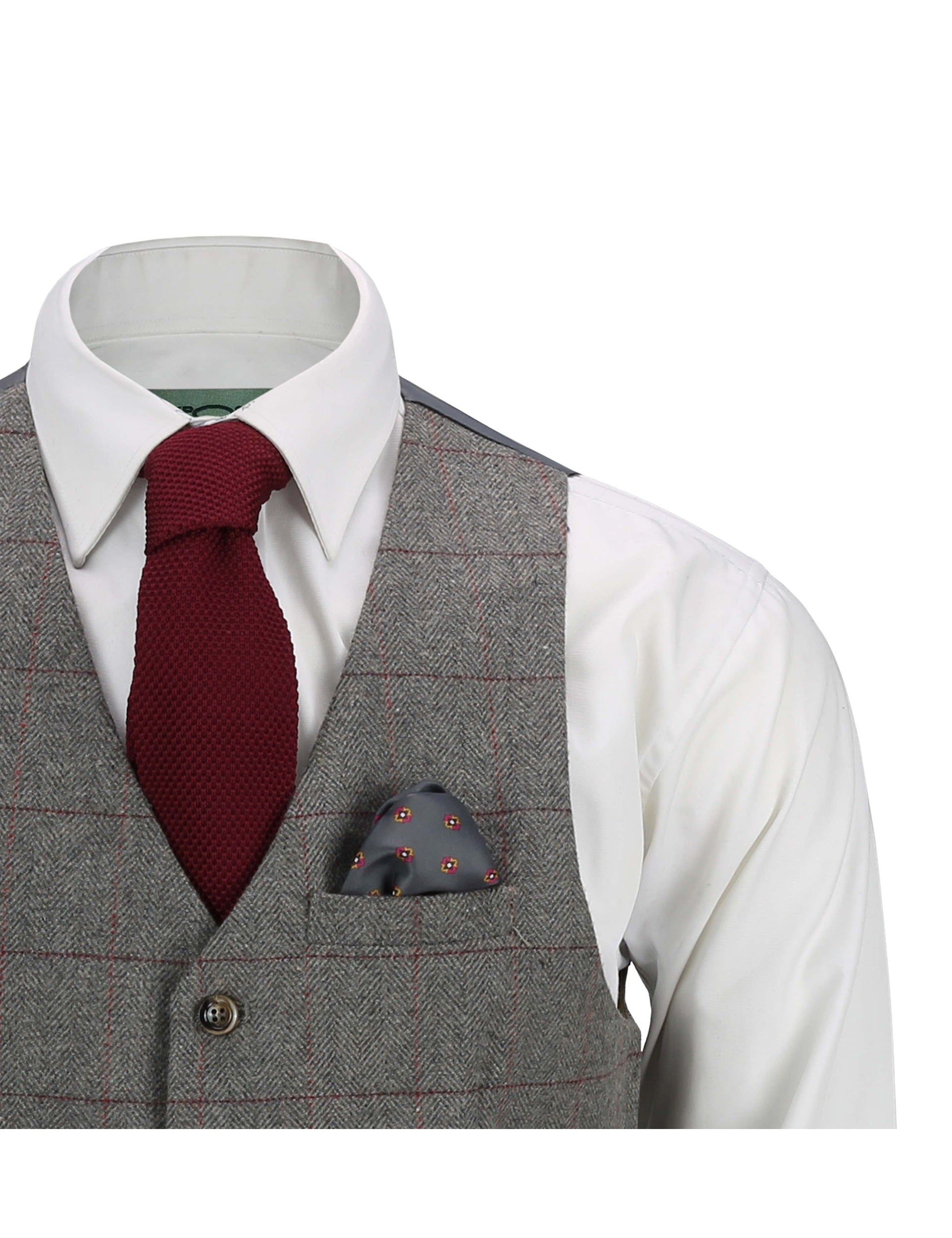 KANO - HERRINGBONE TWEED CHECK GREY WAISTCOAT