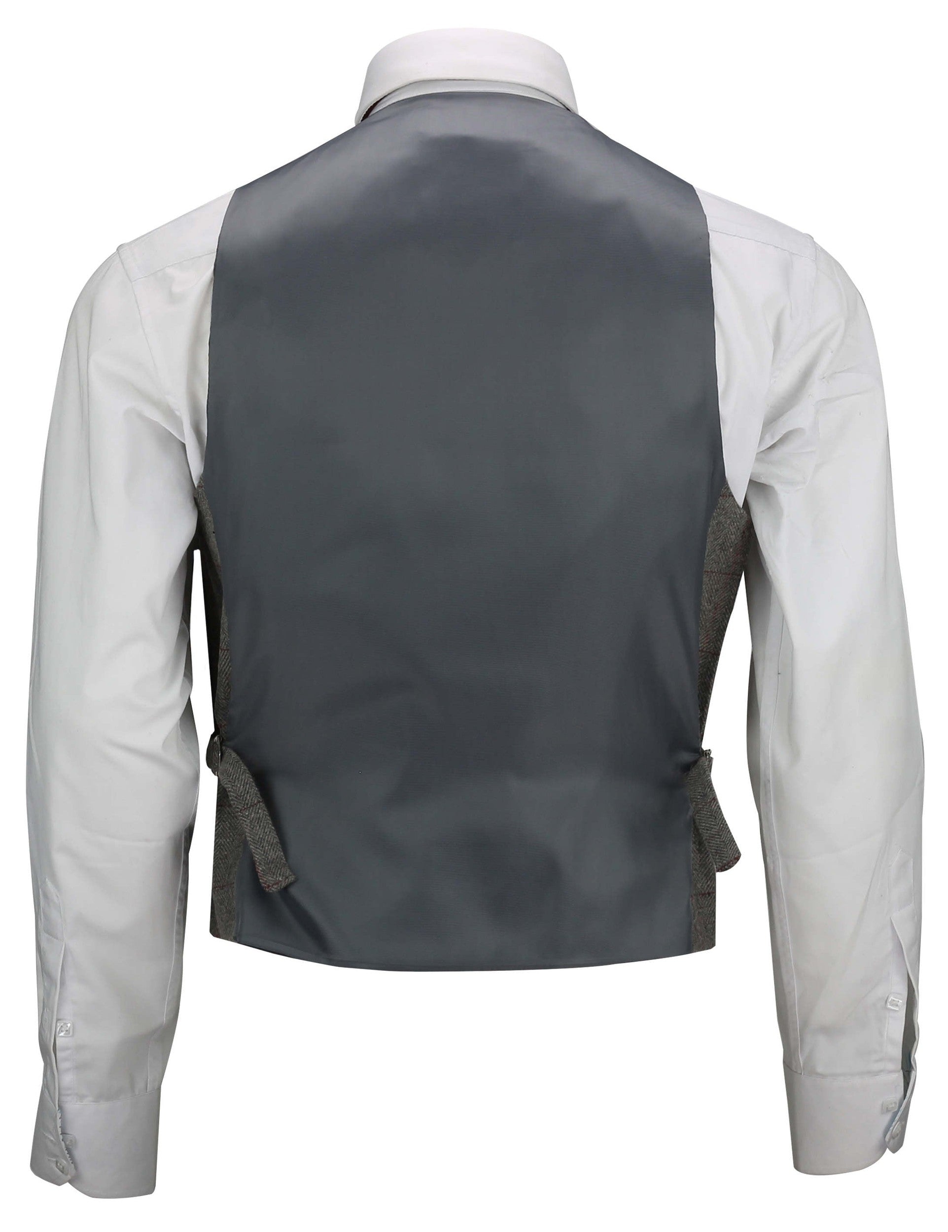 KANO - HERRINGBONE TWEED CHECK GREY WAISTCOAT