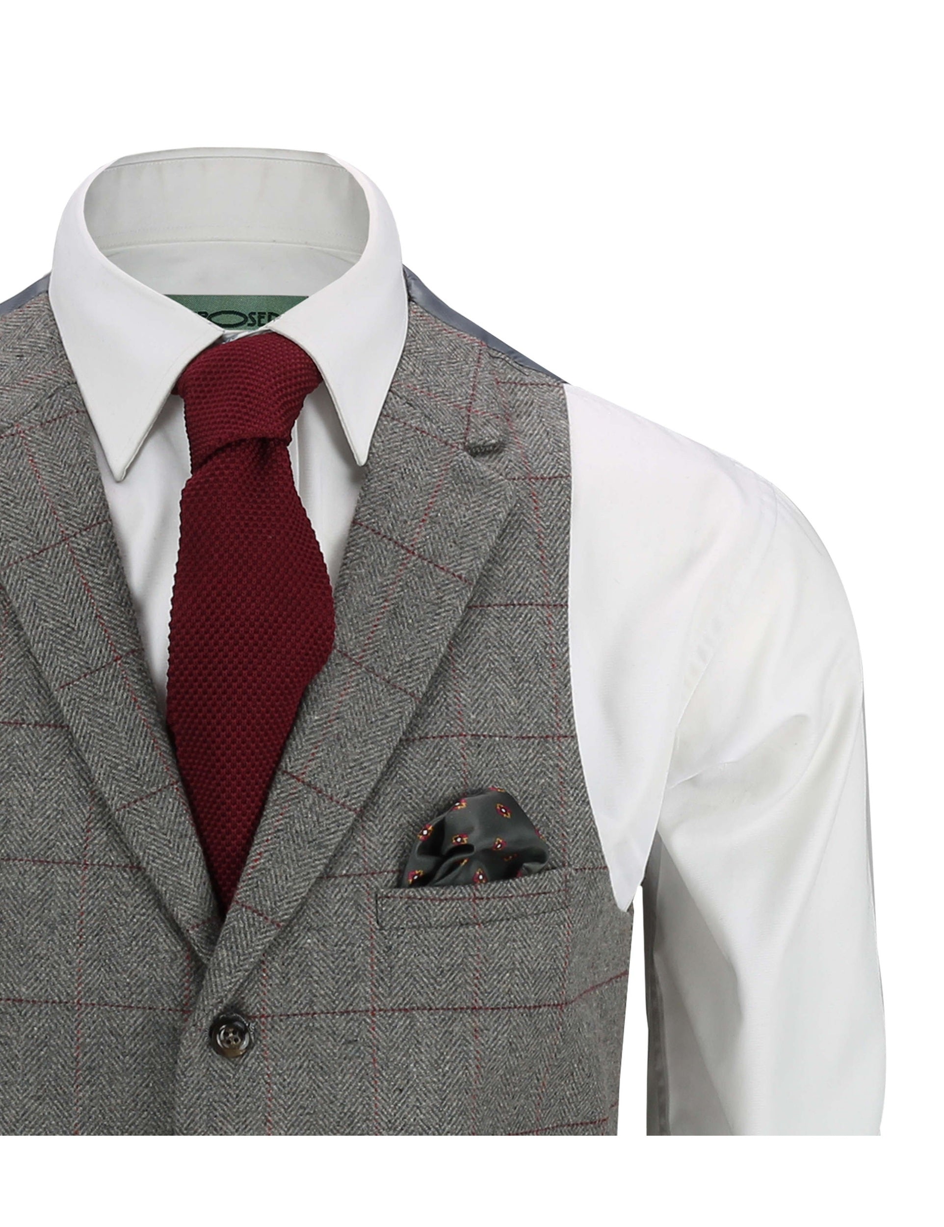 KANO - HERRINGBONE CHECK TWEED GREY WAISTCOAT