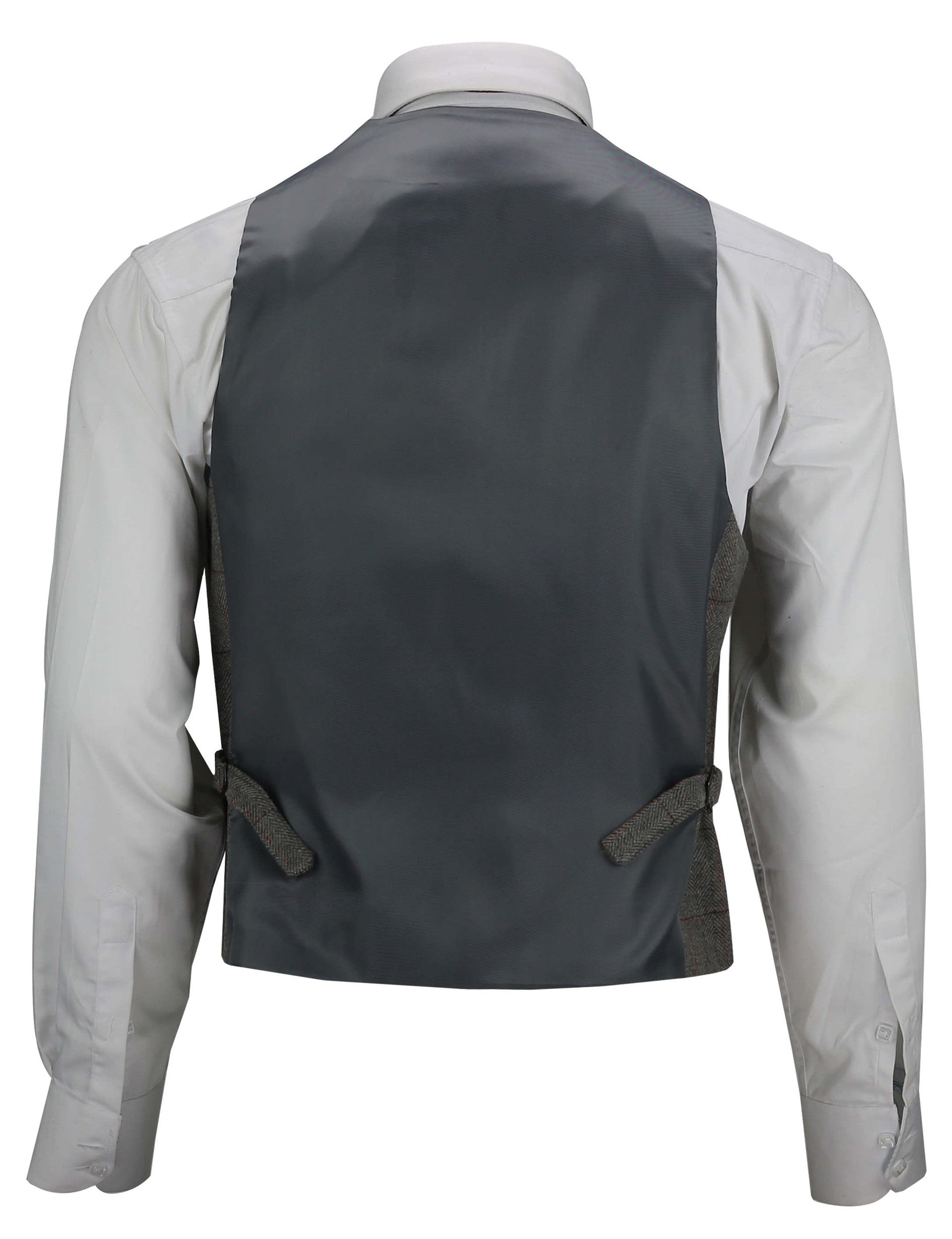 KANO - HERRINGBONE CHECK TWEED GREY WAISTCOAT