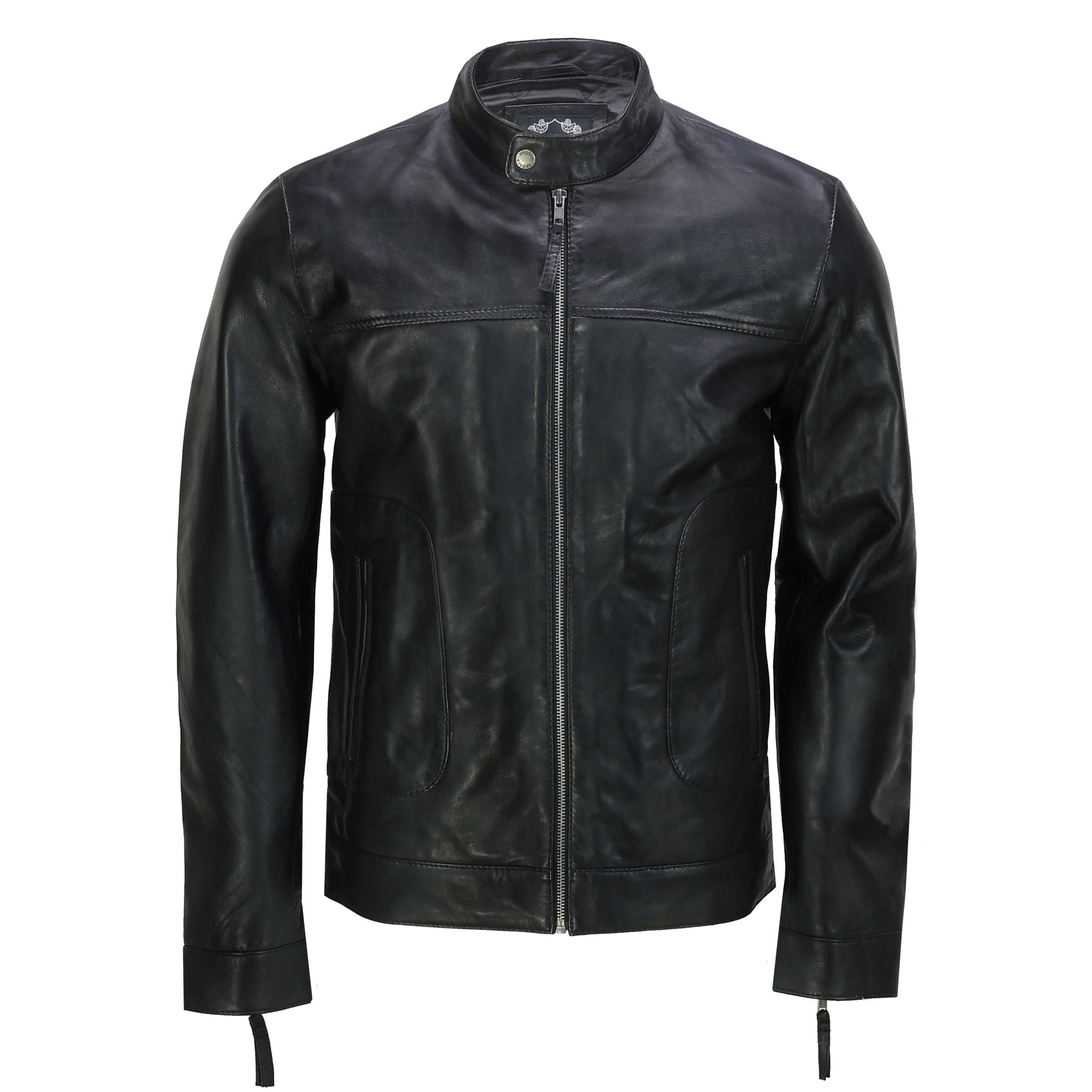Mens Leather Black Biker Jacket