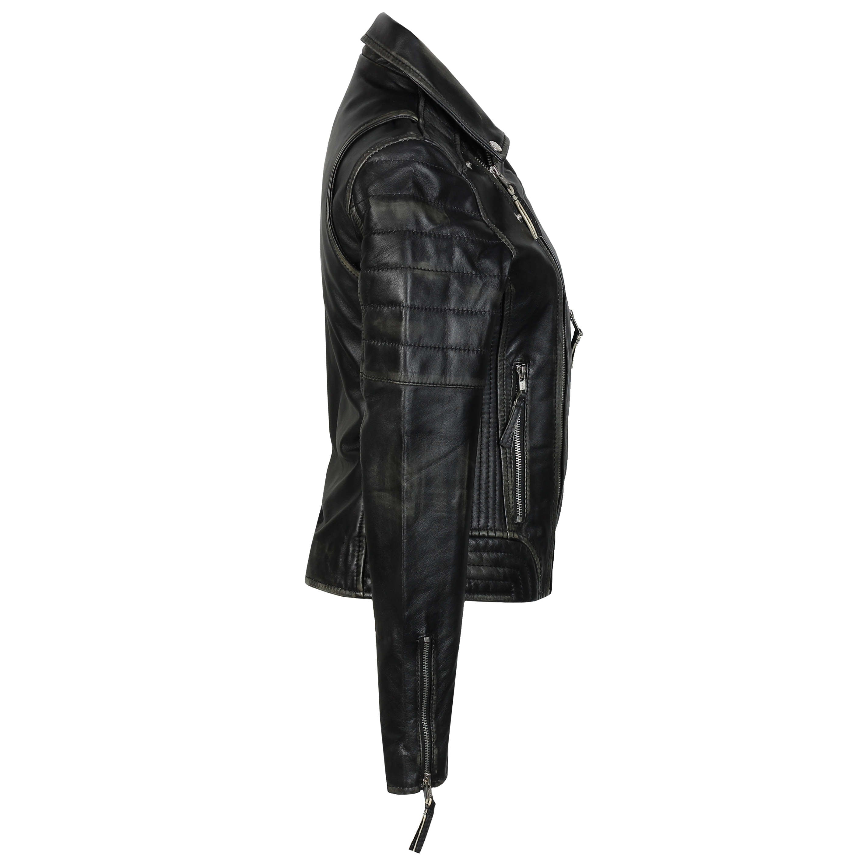 XPOSED RUB OFF BLACK LEATHER JACKET