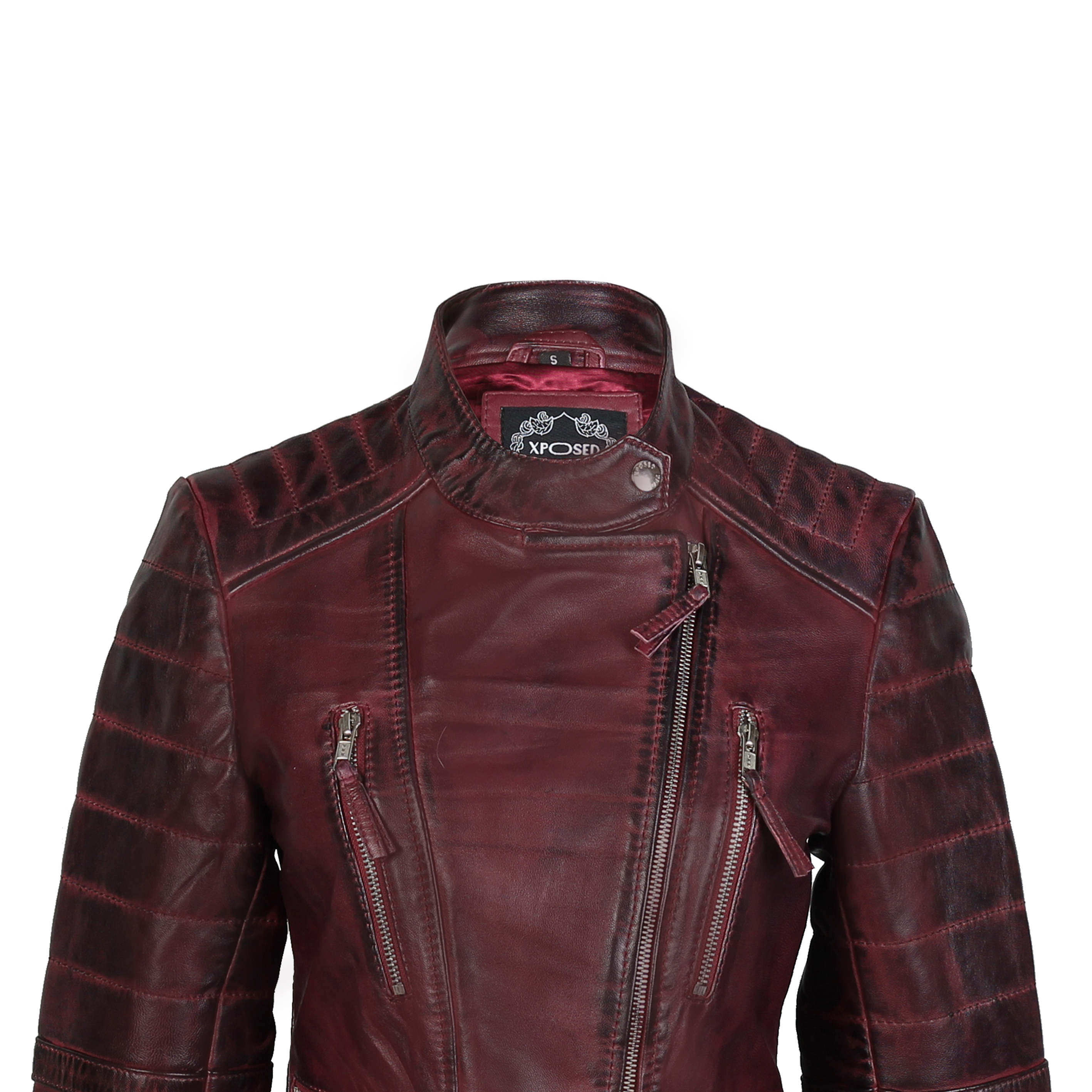 XPOSED JACKET WITH BUCKLES IN WINE