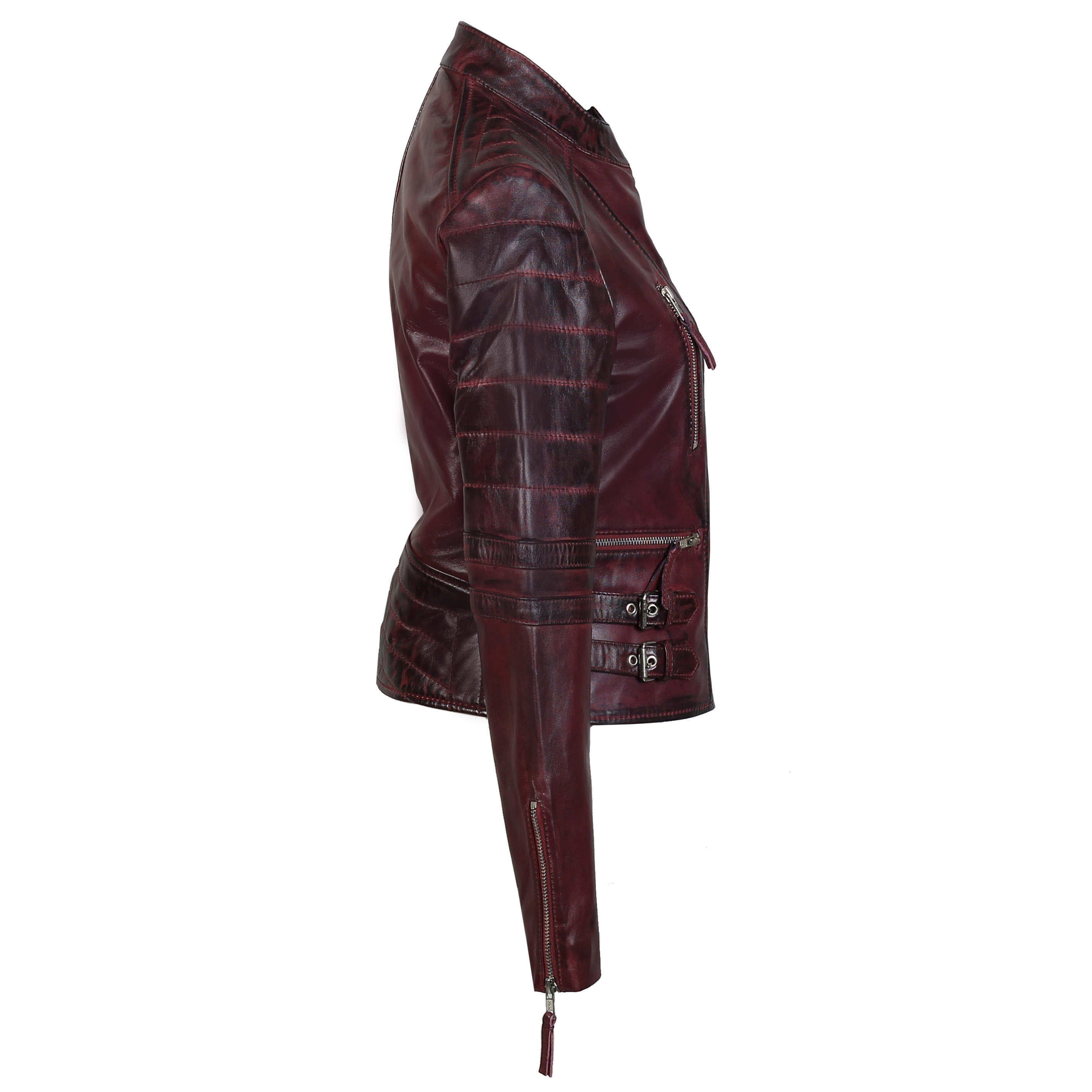 XPOSED JACKET WITH BUCKLES IN WINE