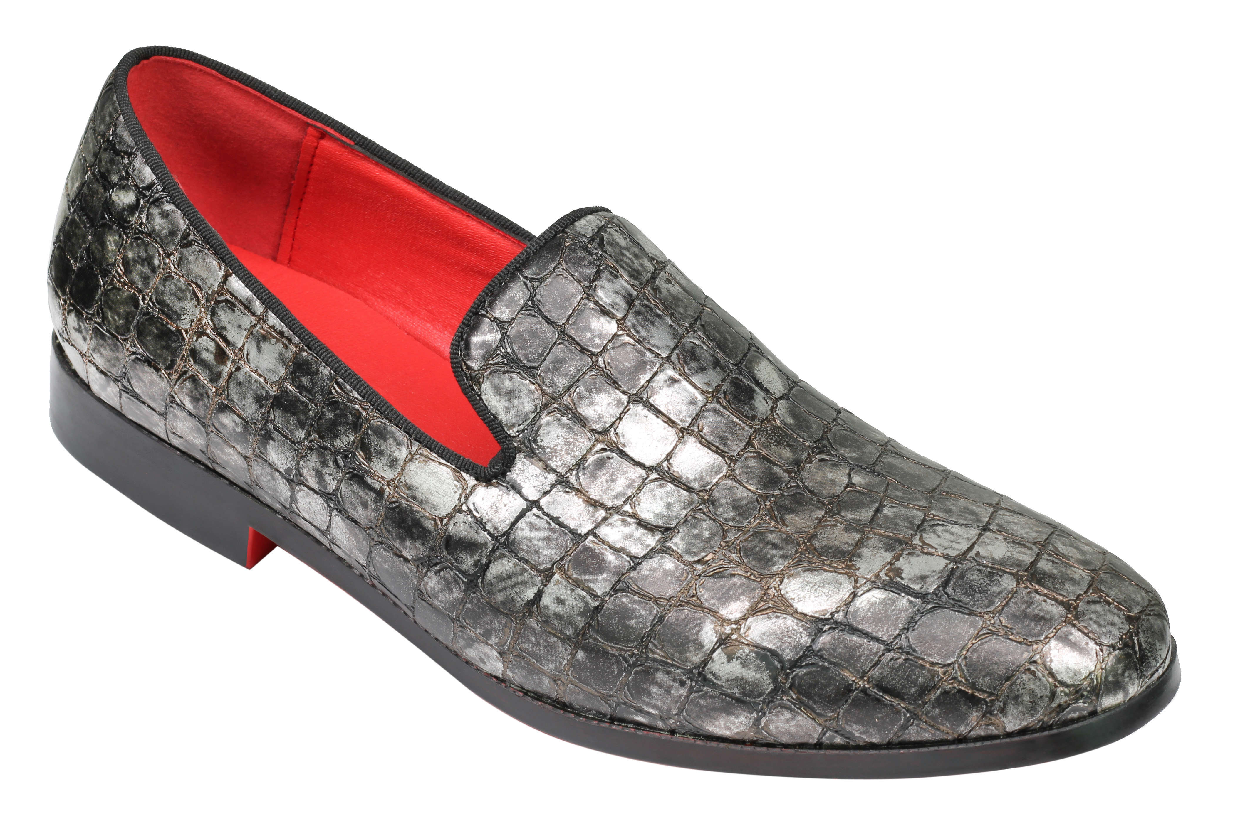 Mens Faux Leather Dress Loafers Shiny Crocodile Skin Print Party Slip On Shoes