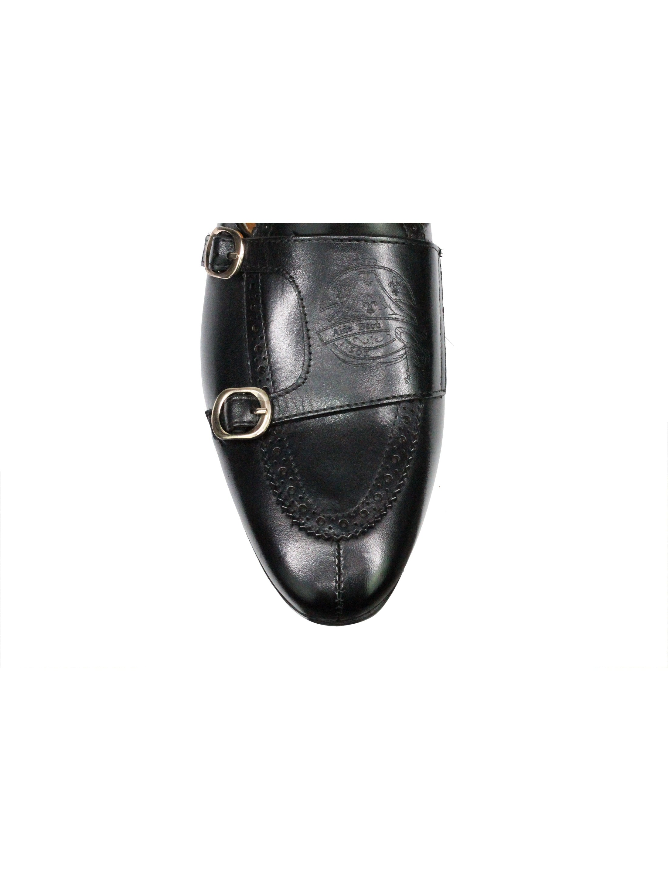 Real Leather Double Monk Shoes Black