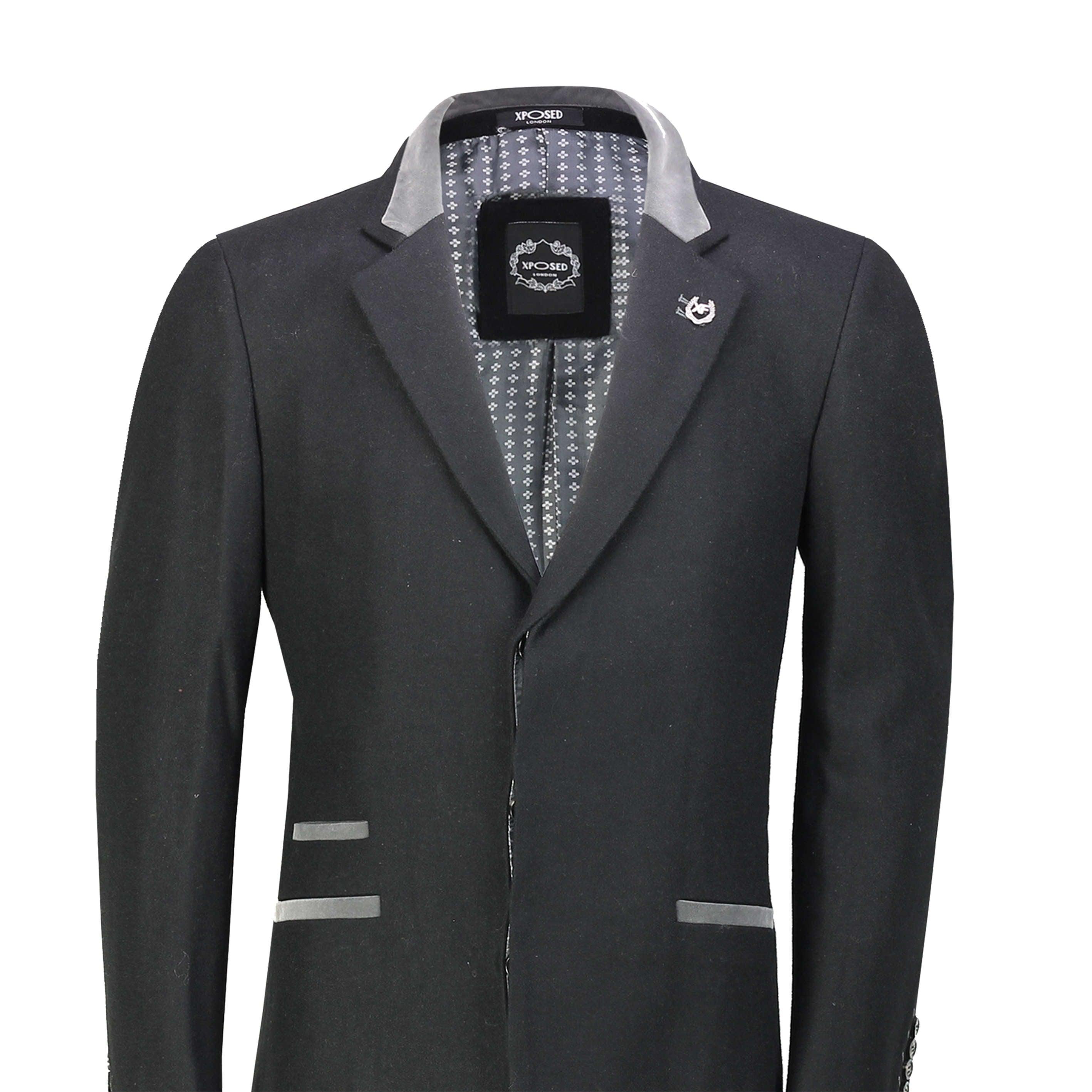 Mens 3/4 Long Black Overcoat Tailored Fit