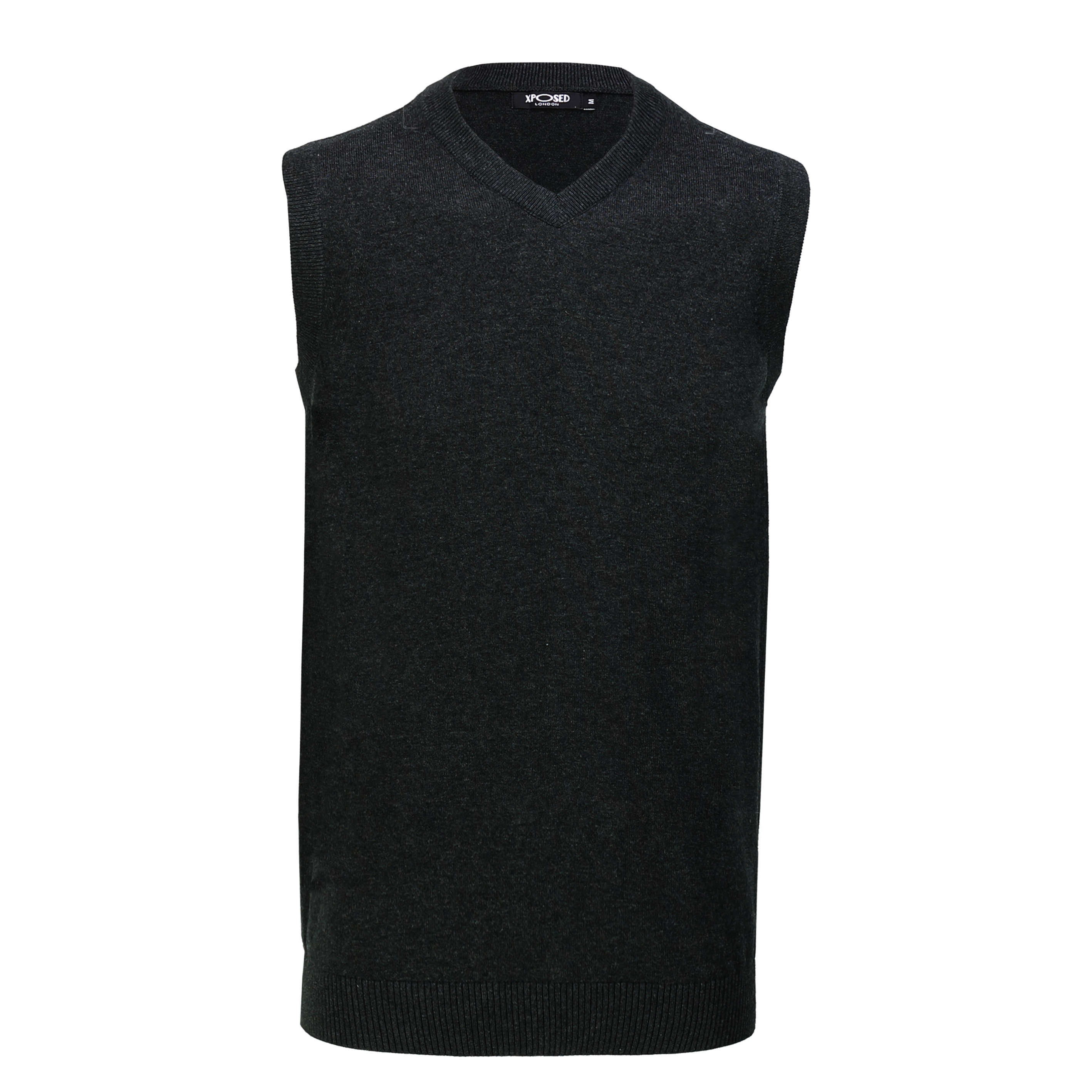 Sleeveless V Neck Jumper Black Smart Casual Plain Soft Tank