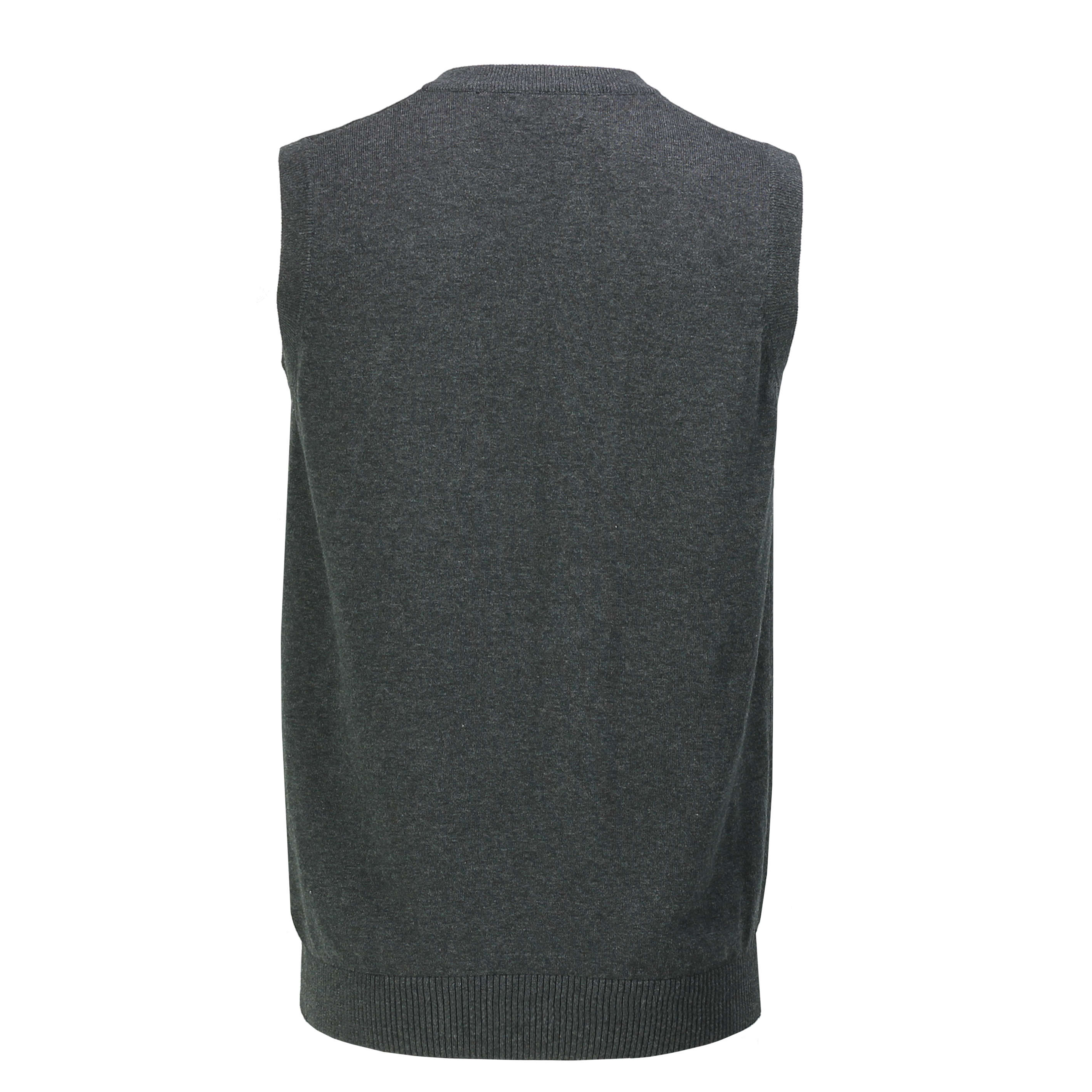 DARK GREY SLEEVELESS V NECK JUMPER