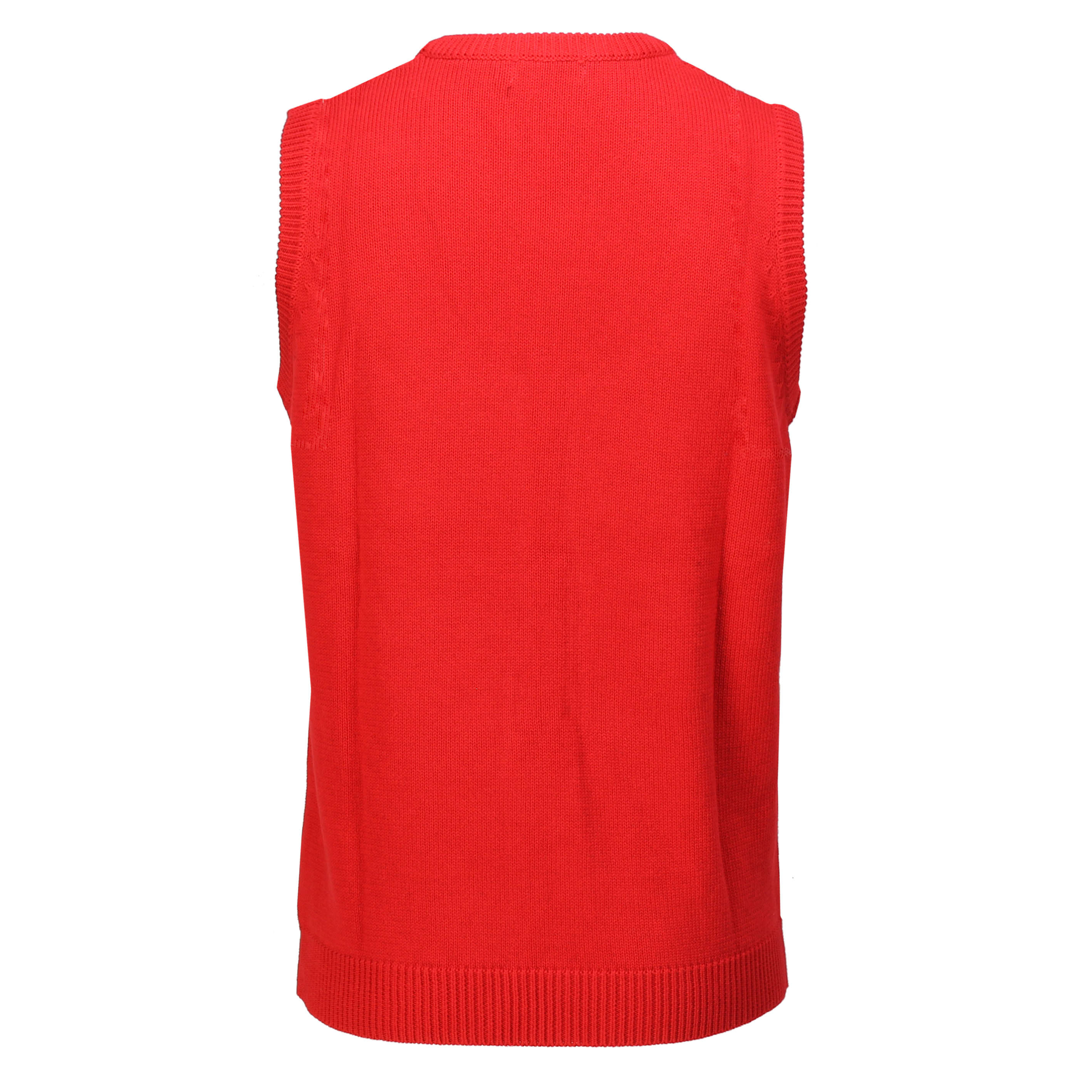 Classic Sleeveless V Neck Red Jumper Cable Knitted