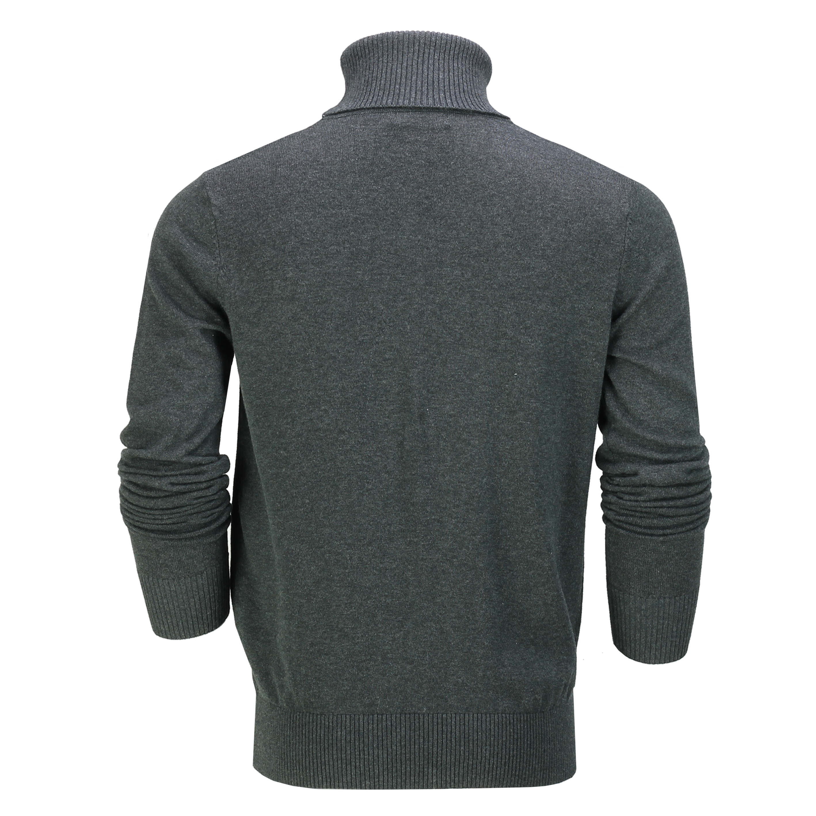 Mens Roll Neck Grey Jumper Soft Cotton Fine Knitted