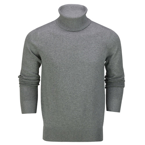 PULL COL ROULÉ COTON STRETCH LÉGER, GRIS CLAIR