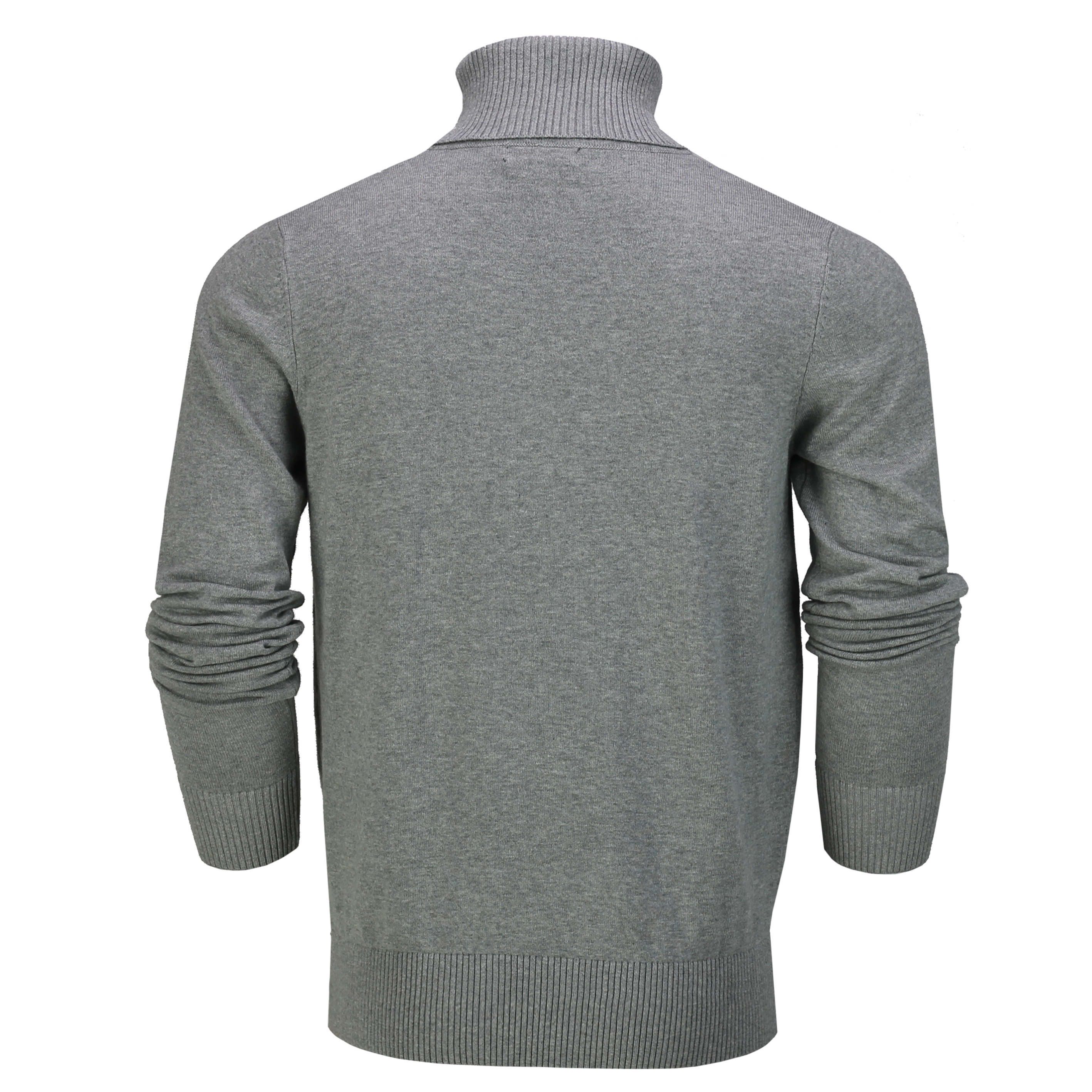 ROLL NECK JUMPER LIGHTWEIGHT STRETCH COTTON, LIGHT-GREY
