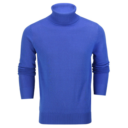 PULL COL ROULÉ COTON STRETCH LÉGER, BLEU ROI