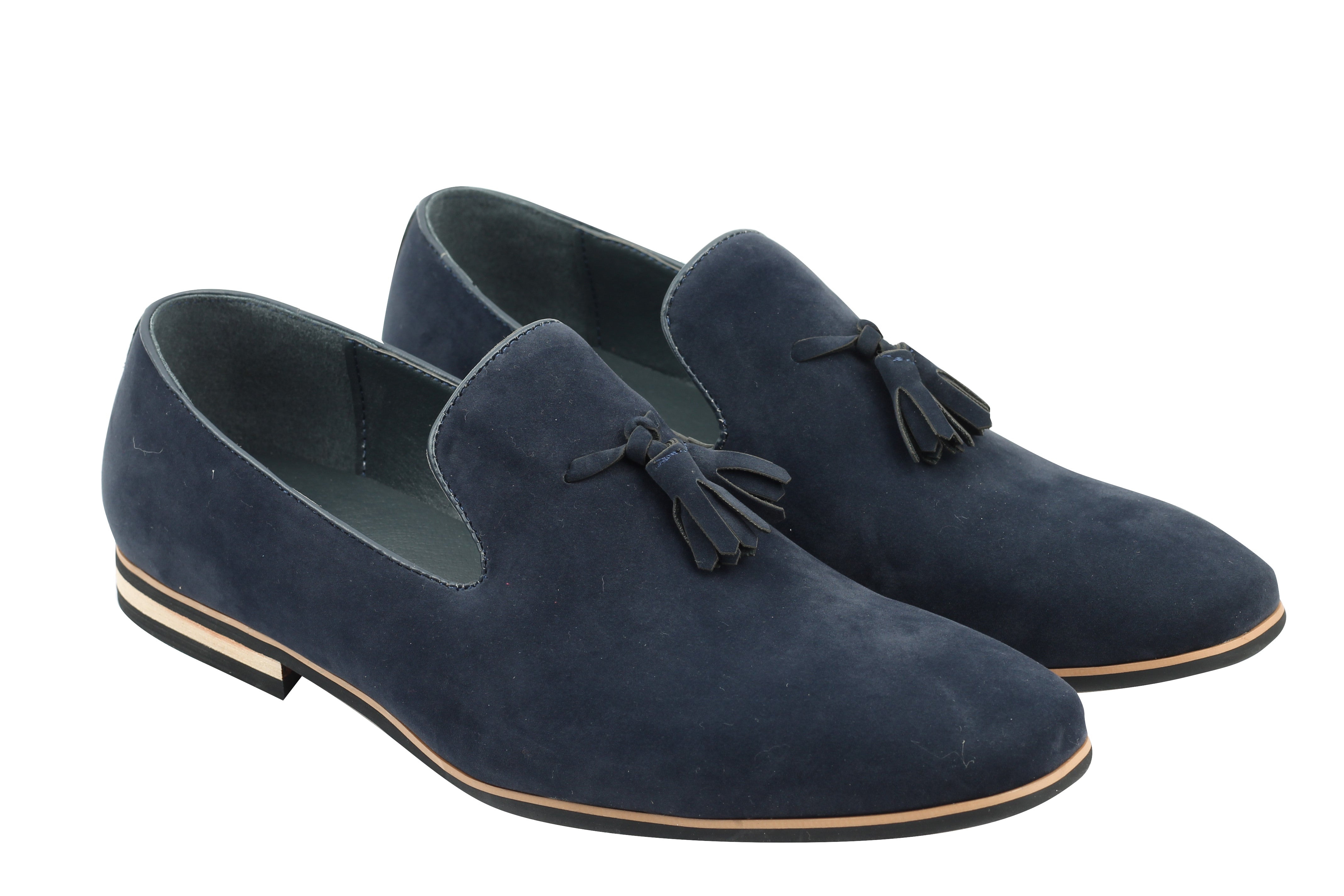Faux Leather Tassel Design Blue Loafers