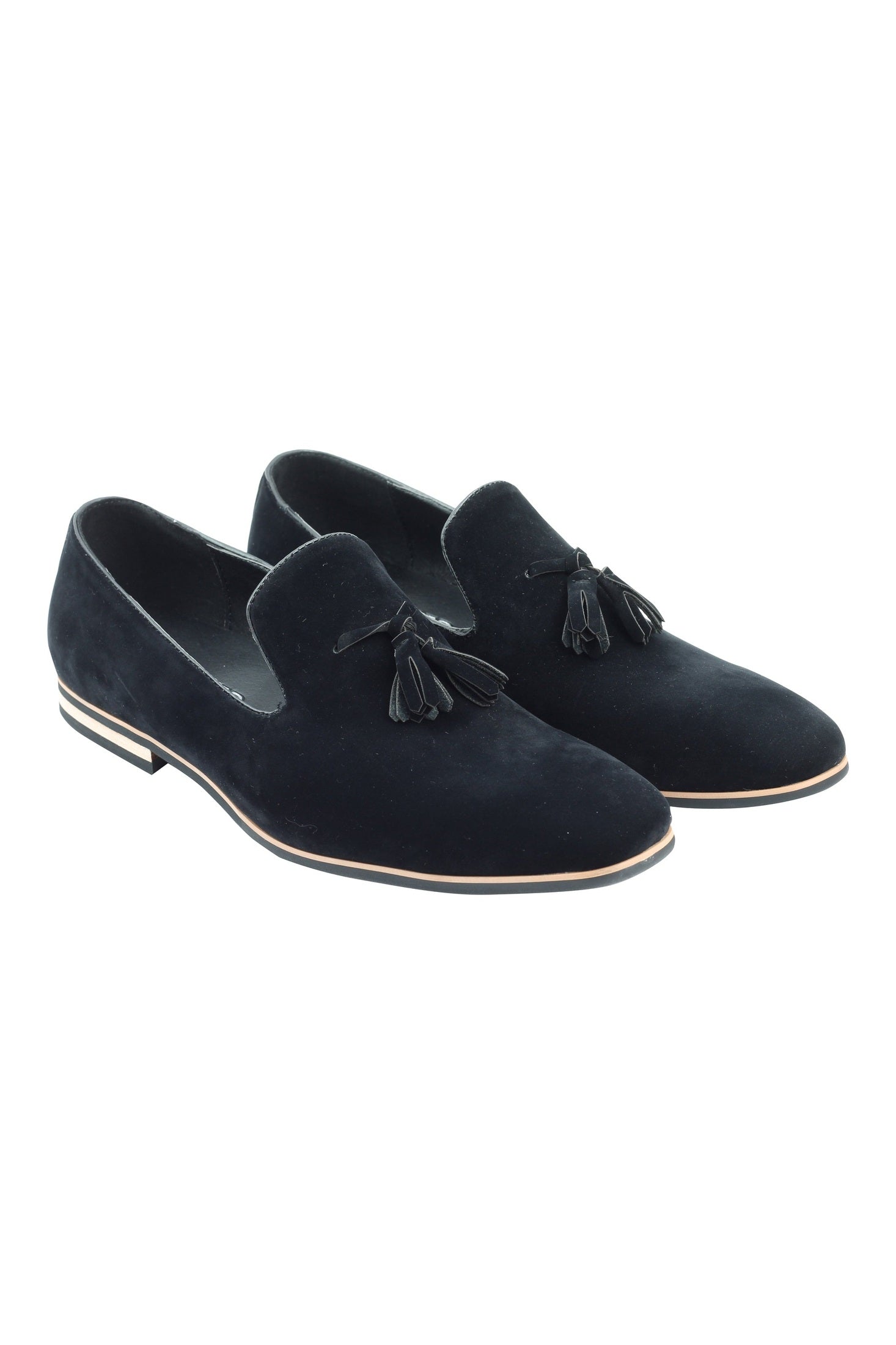 FAUX LEATHER TASSEL DESIGN BLACK LOAFERS
