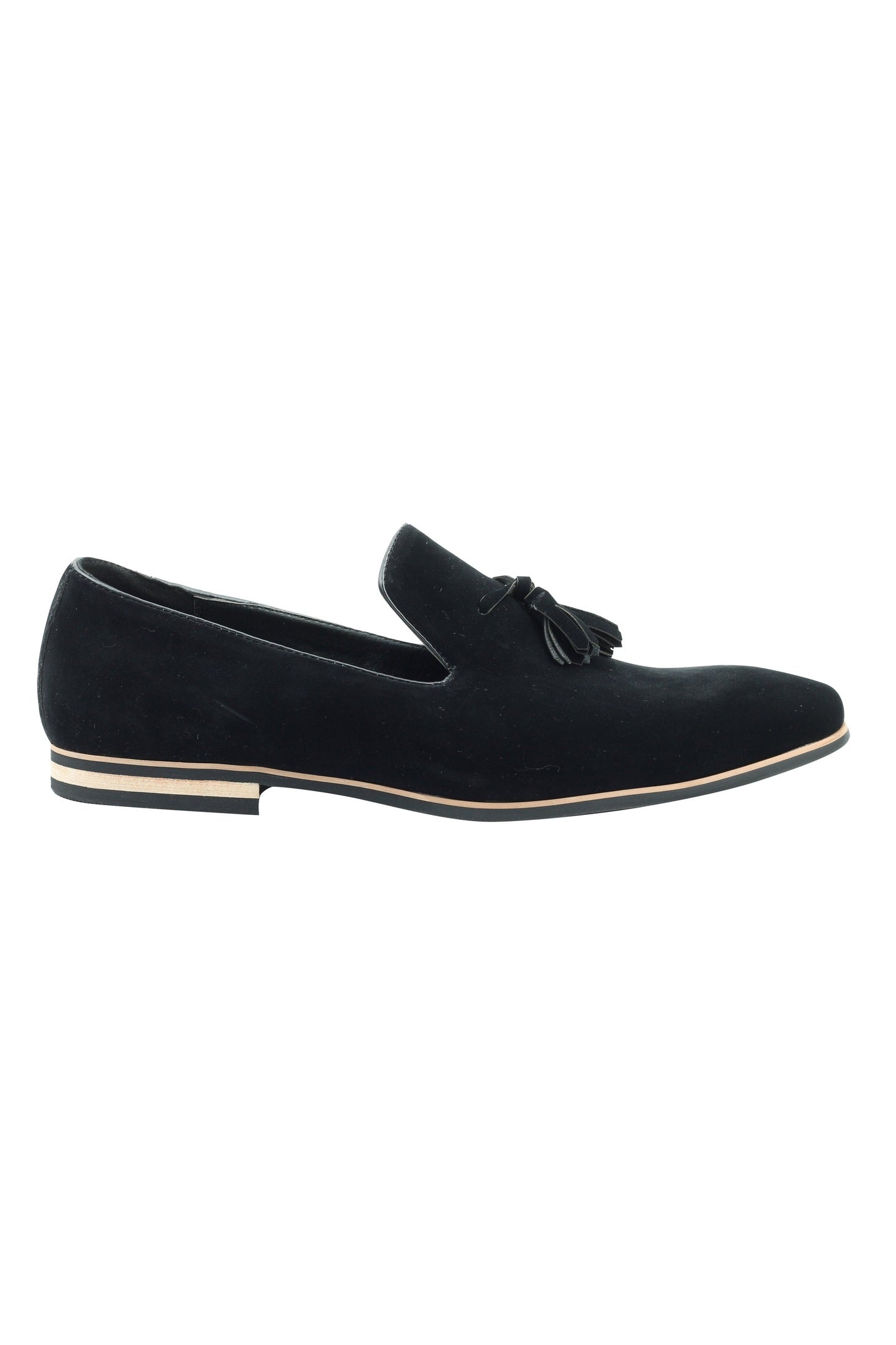 FAUX LEATHER TASSEL DESIGN BLACK LOAFERS