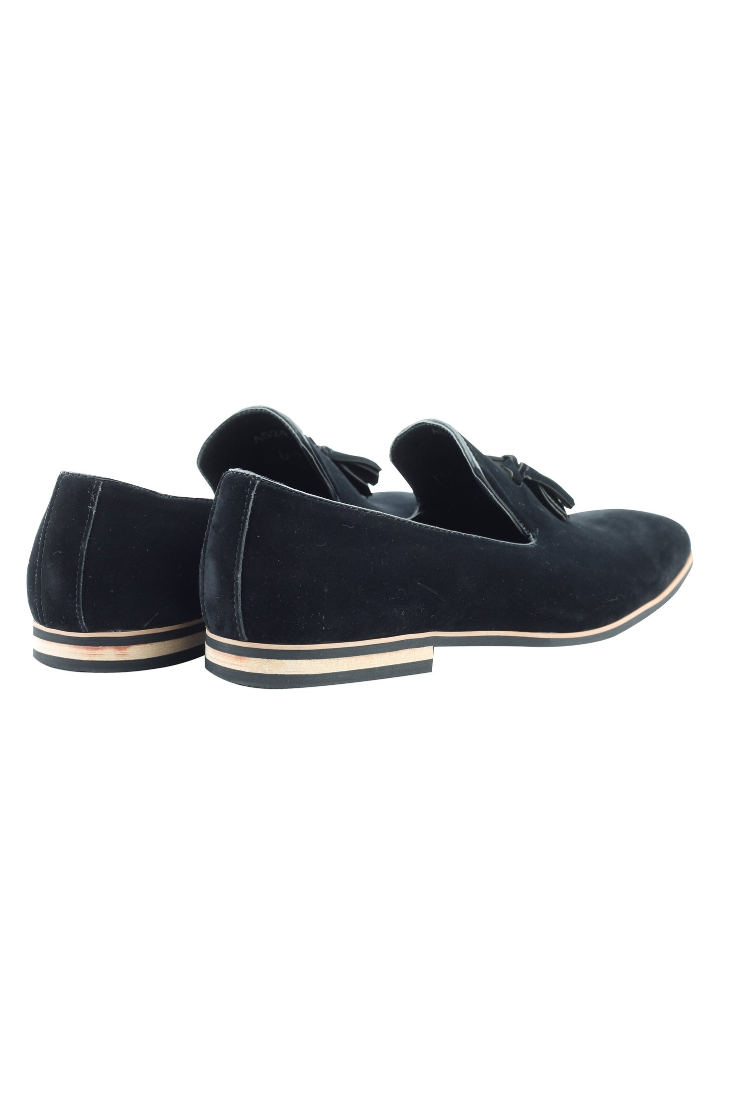 FAUX LEATHER TASSEL DESIGN BLACK LOAFERS