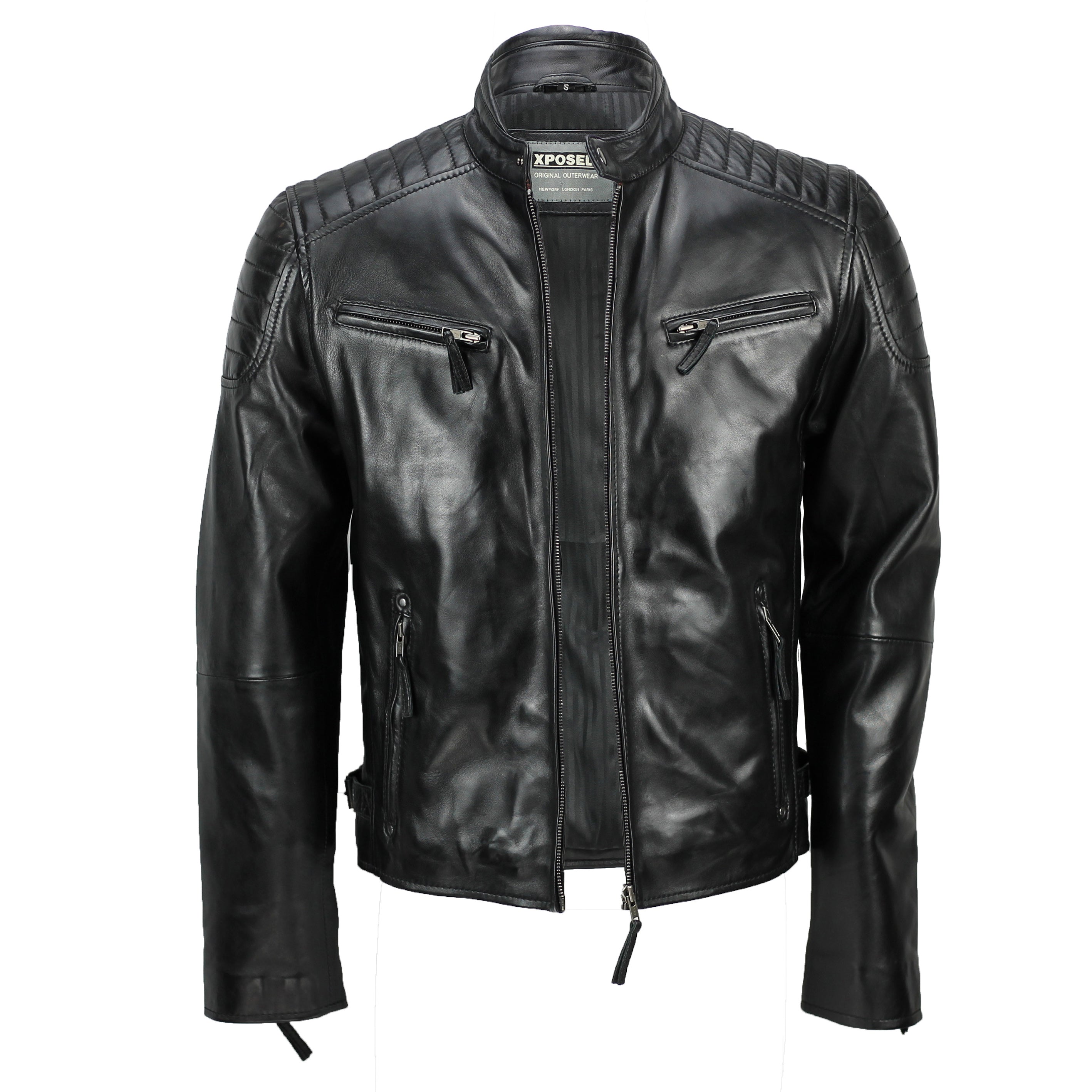 MEN'S CASUAL BIKER LEATHER JACKET